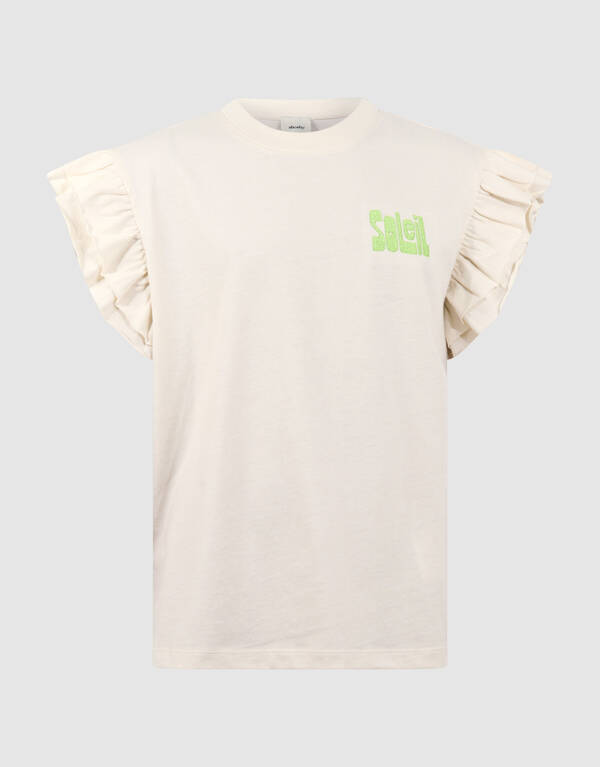 Ruffle Soleil Artwork T-Shirt Off-White SHOEBY GIRLS