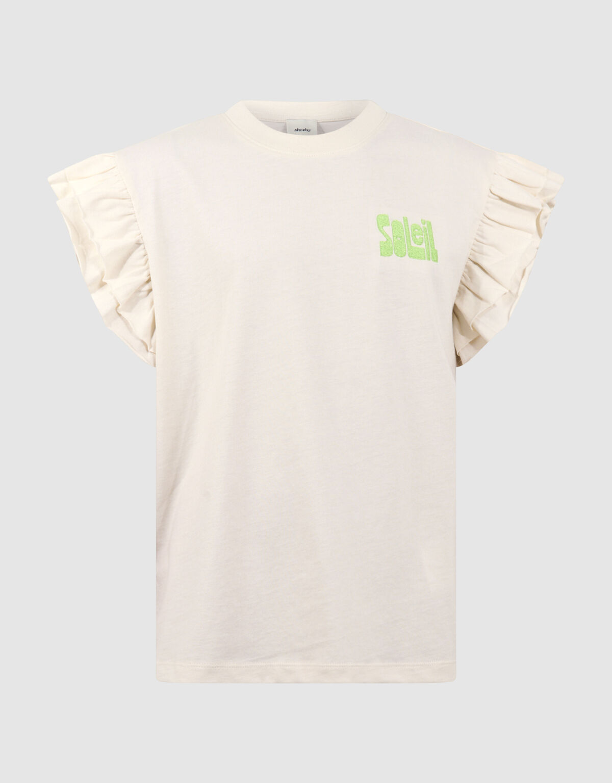 Ruffle Soleil Artwork T-Shirt Off-White SHOEBY GIRLS