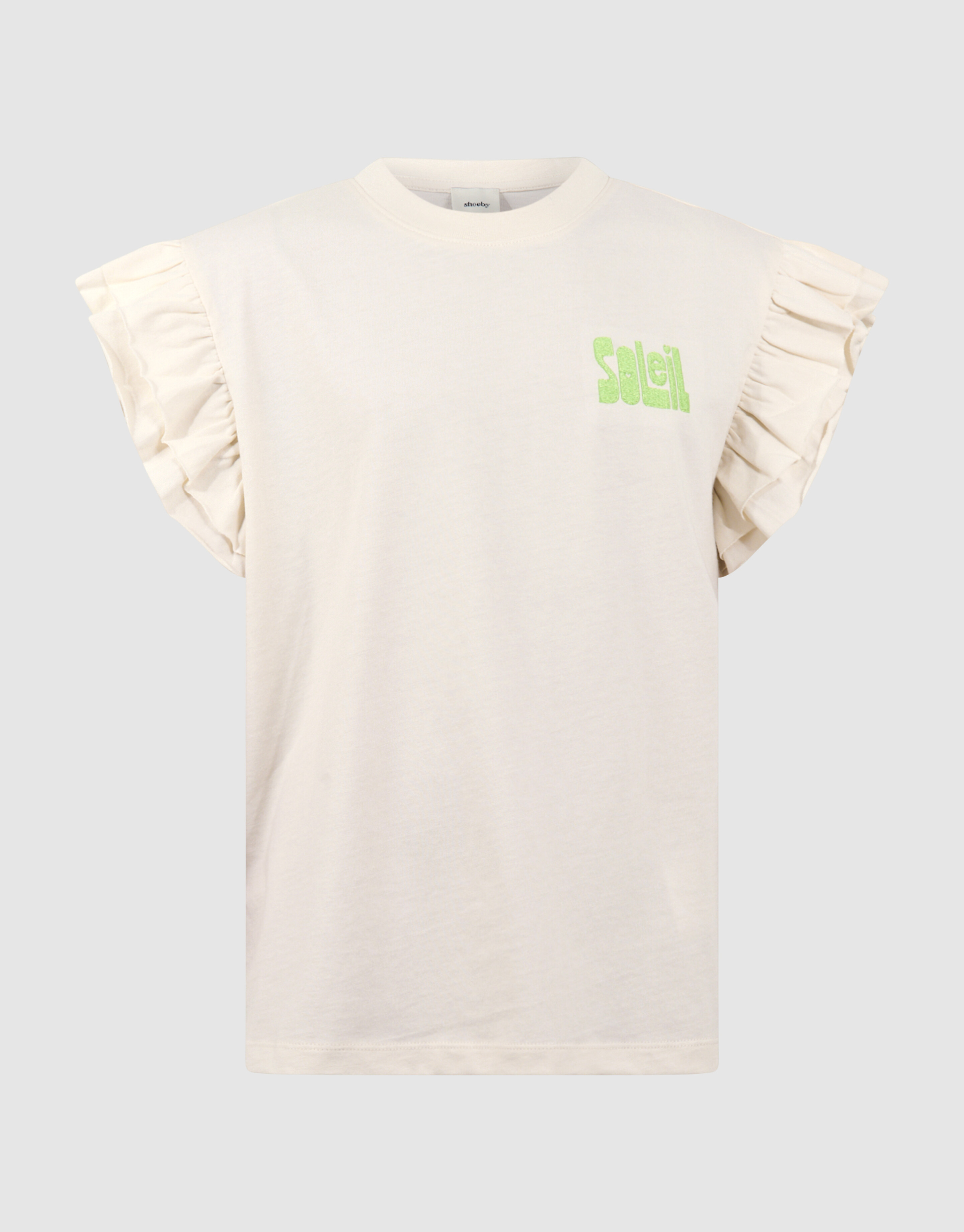 Ruffle Soleil Artwork T-Shirt Off-White SHOEBY GIRLS
