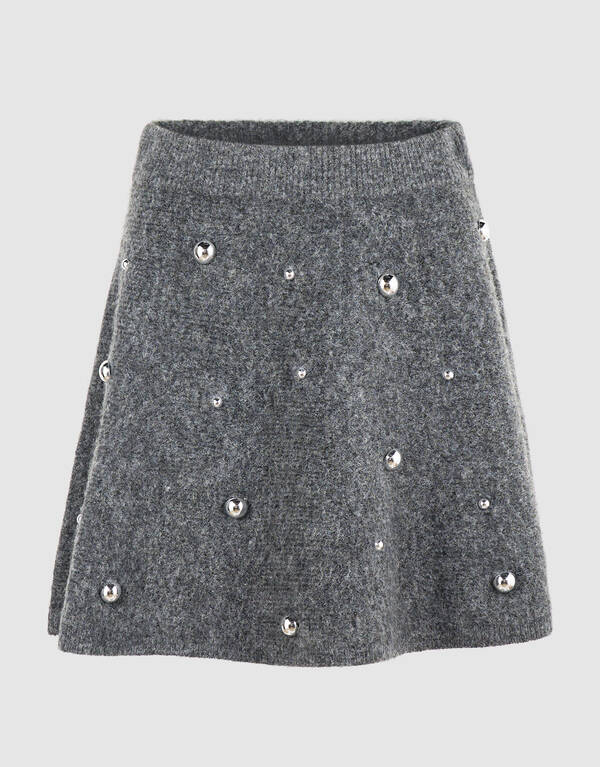 Gestrickter Rock mit Nieten grau SHOEBY WOMEN