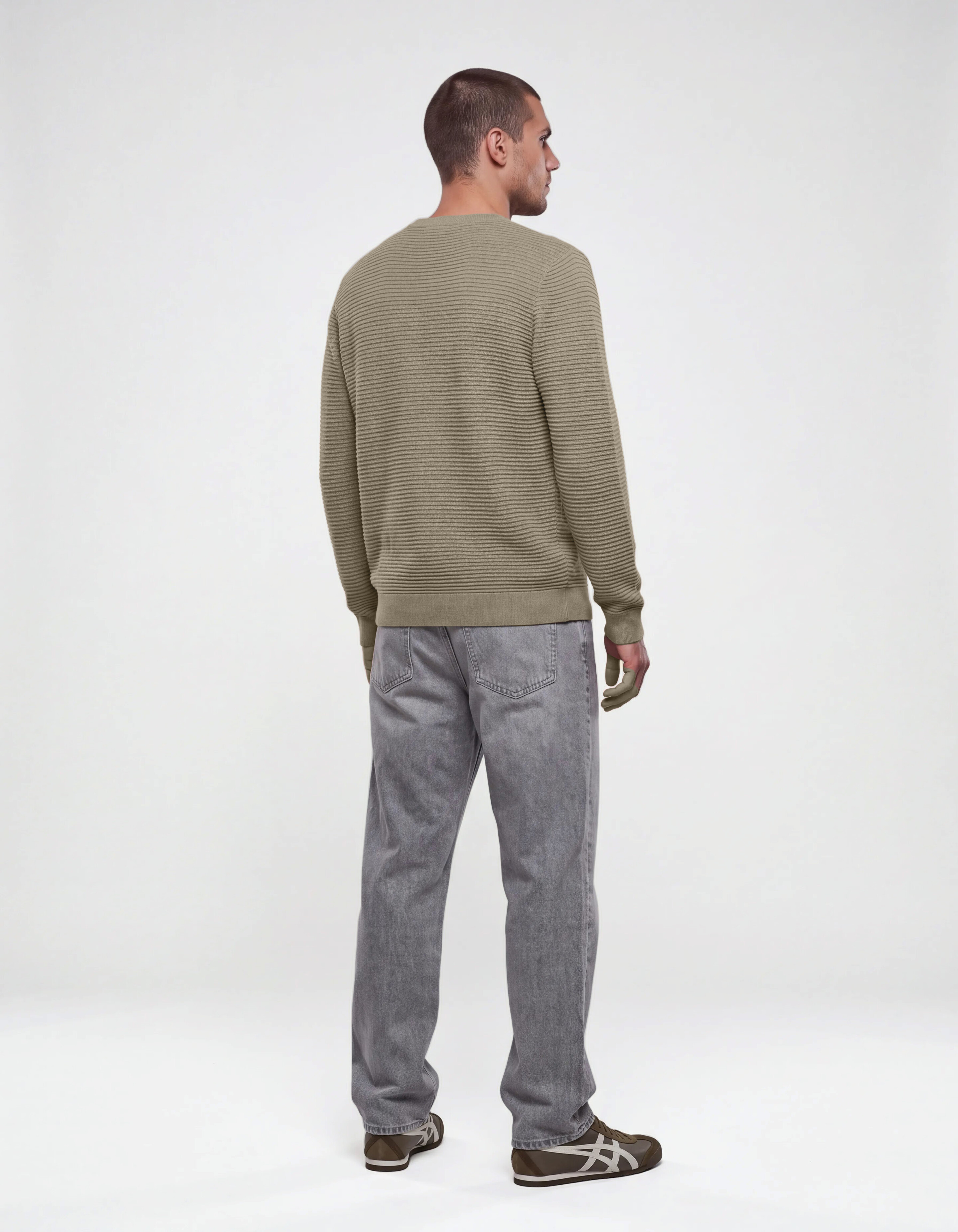 Rippstrick Pullover Grun SHOEBY MEN