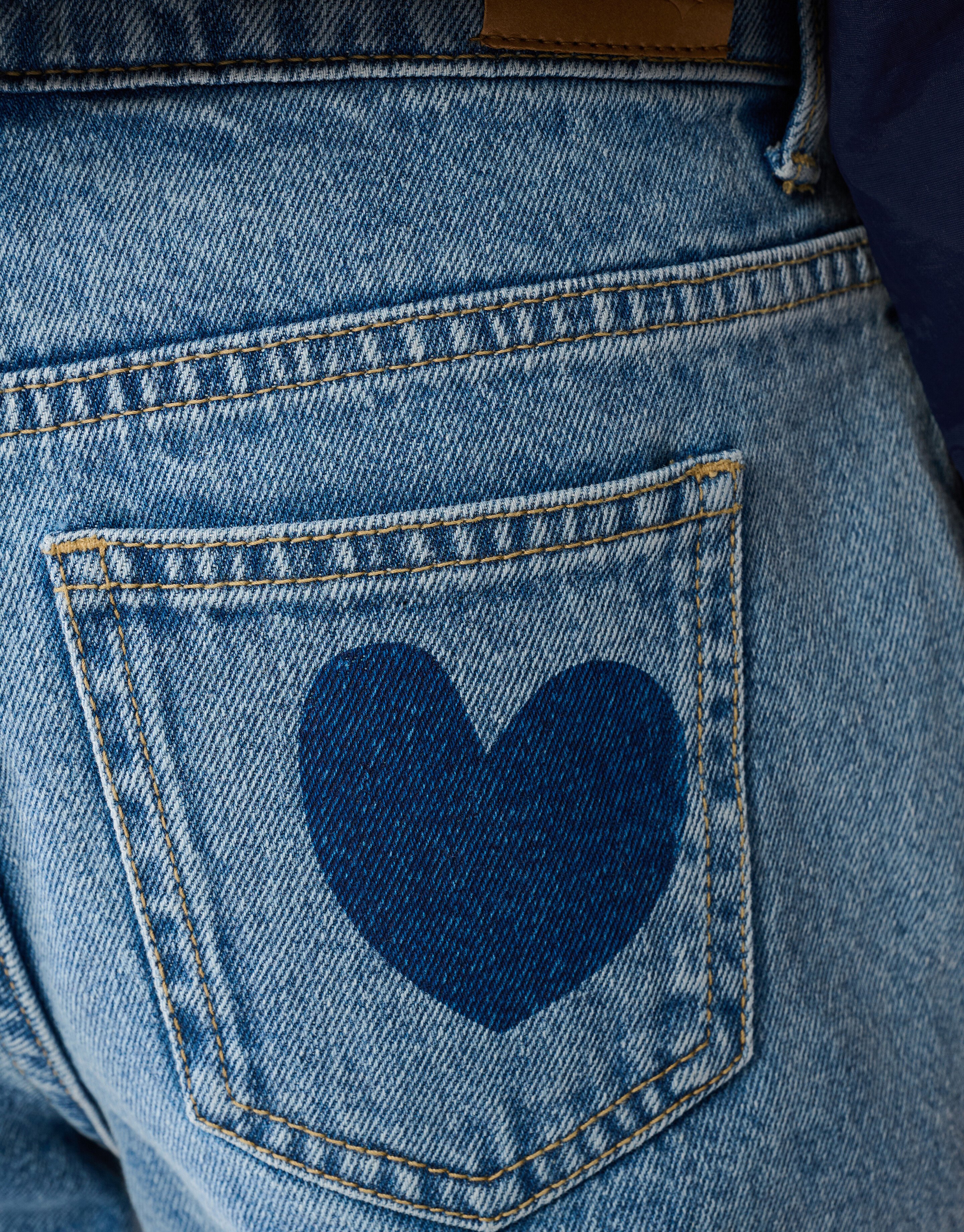 Bedruckte Heart Mom Fit Jeans Blau SHOEBY GIRLS