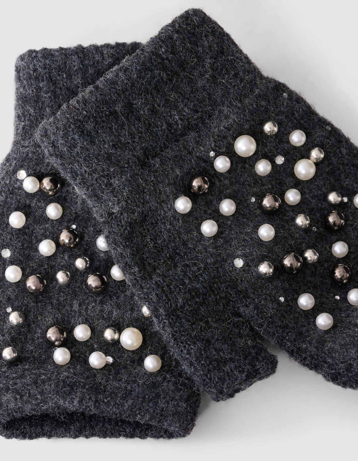 Beaded Fingerless Handschuhe Dunkelgrau SHOEBY ACCESSOIRES