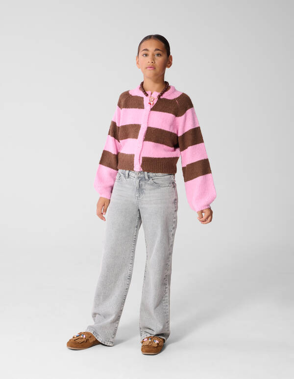 Oversized Gestreifte Cardigan Rosa/Braun SHOEBY GIRLS