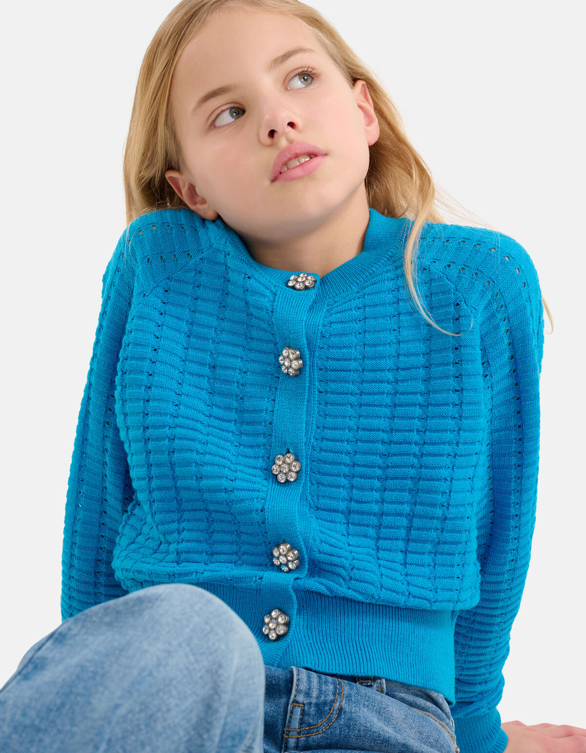 Weiche Strickjacke Blau SHOEBY GIRLS