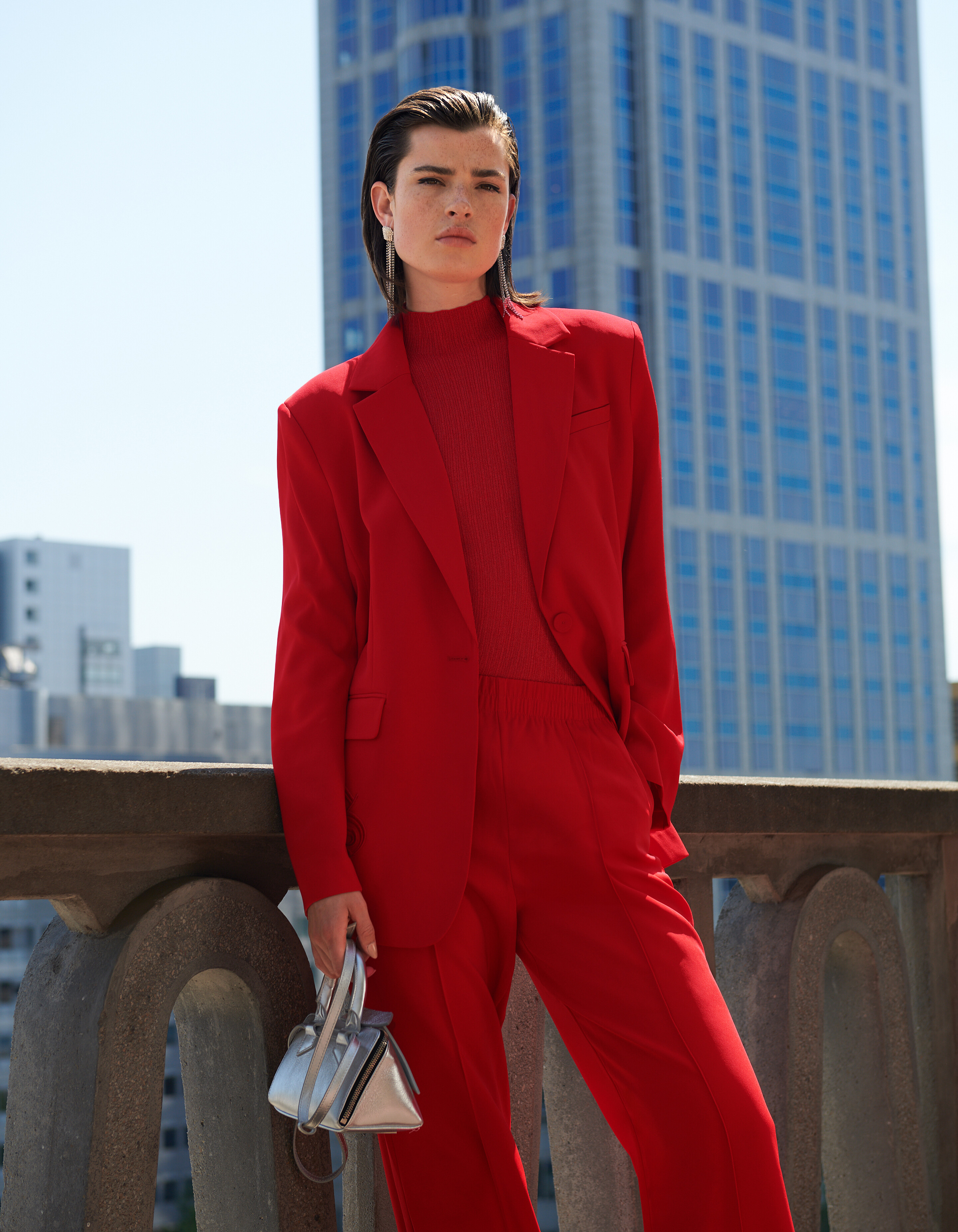 Basic-Hose mit weitem Bein Rot SHOEBY WOMEN