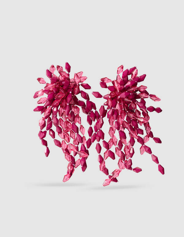 Beaded Wasserfall Ohrringe Dunkelrosa SHOEBY ACCESSOIRES