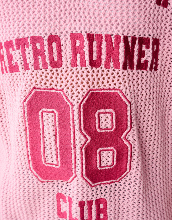 Strick-Baseball-T-Shirt Rosa SHOEBY GIRLS