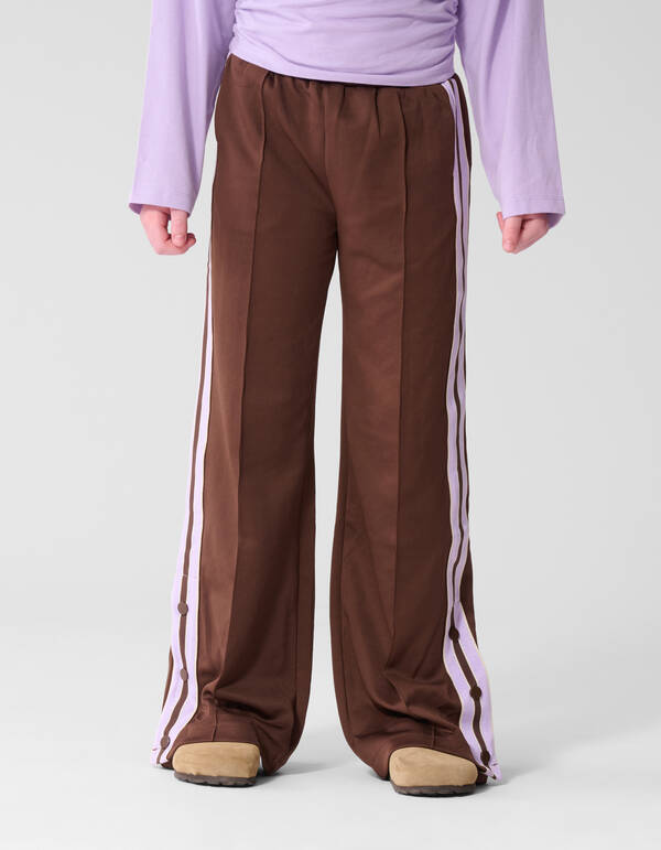Jogginghose mit weitem Bein und Knopfleist Braun SHOEBY GIRLS