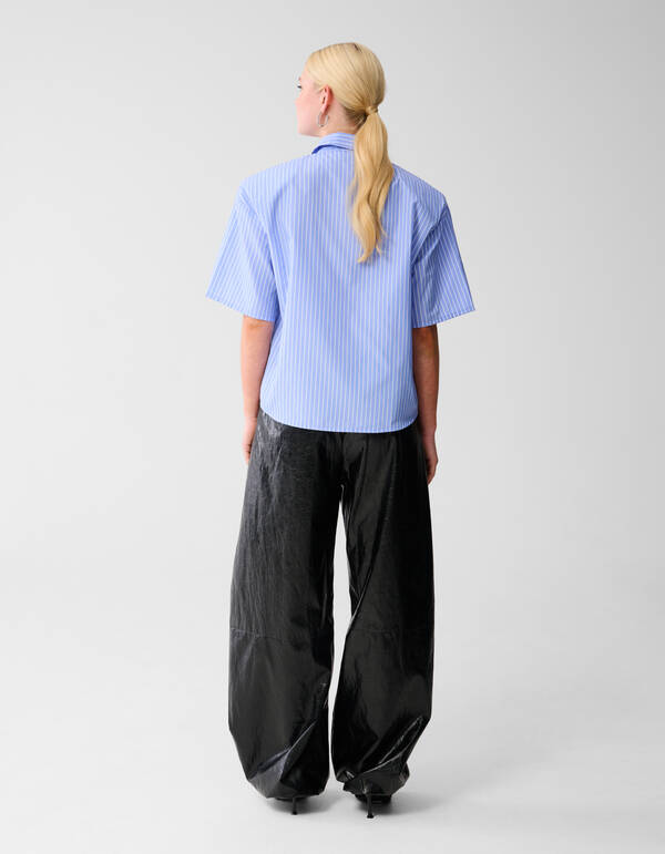 Übergroße Bluse mit Nadelstreifen Hellblau SHOEBY WOMEN