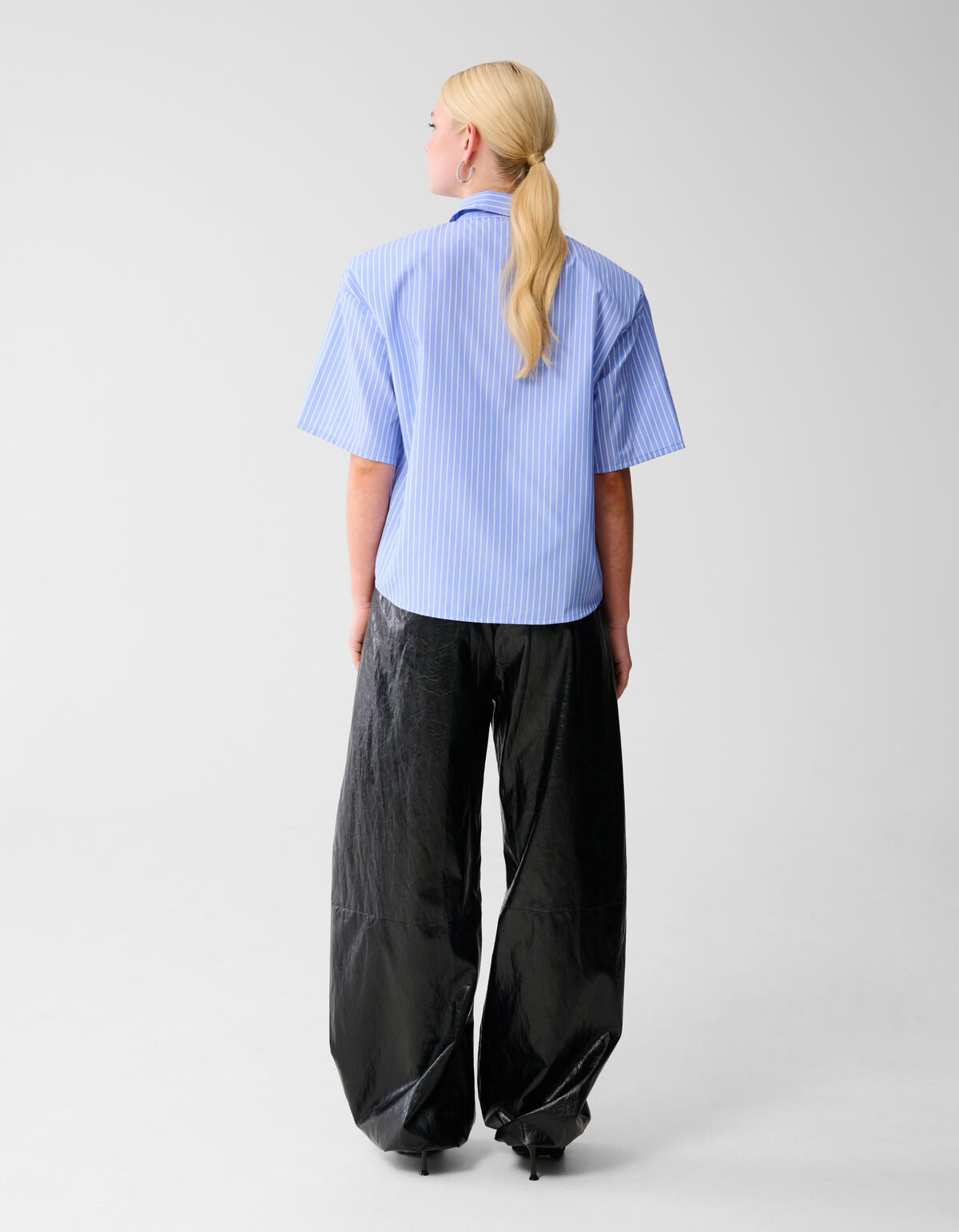 Übergroße Bluse mit Nadelstreifen Hellblau SHOEBY WOMEN