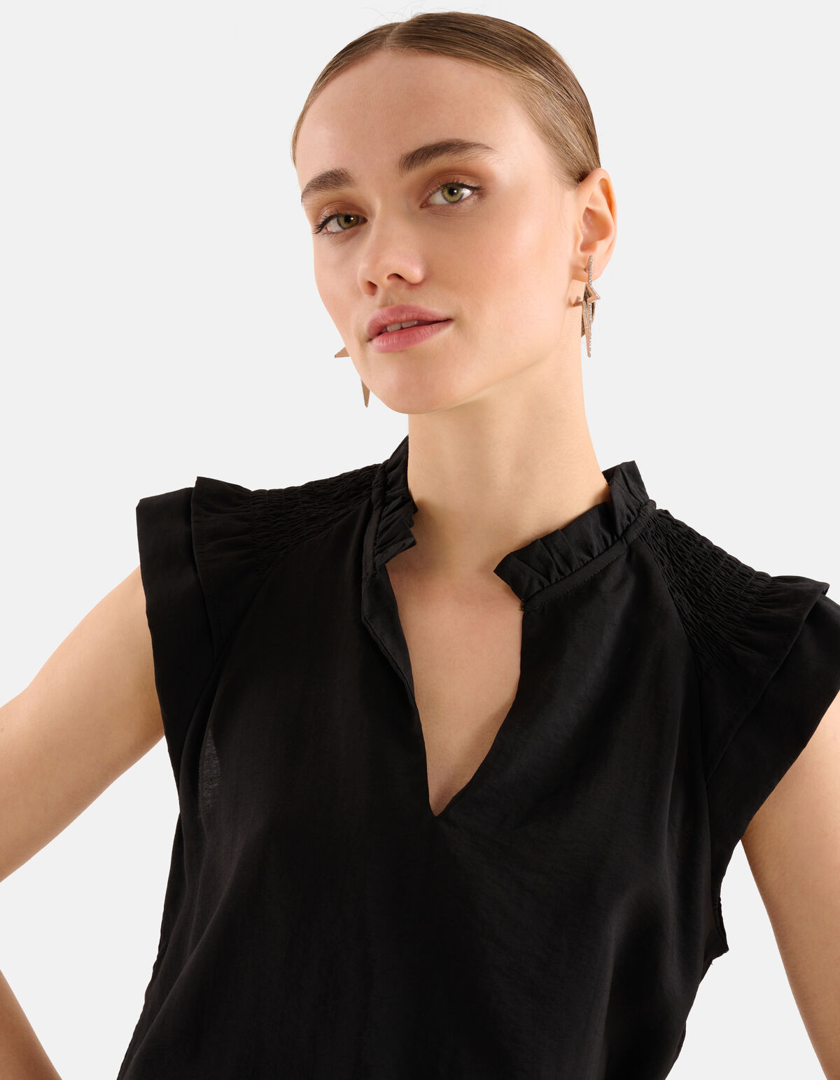 Rüschen-Top Schwarz SHOEBY WOMEN