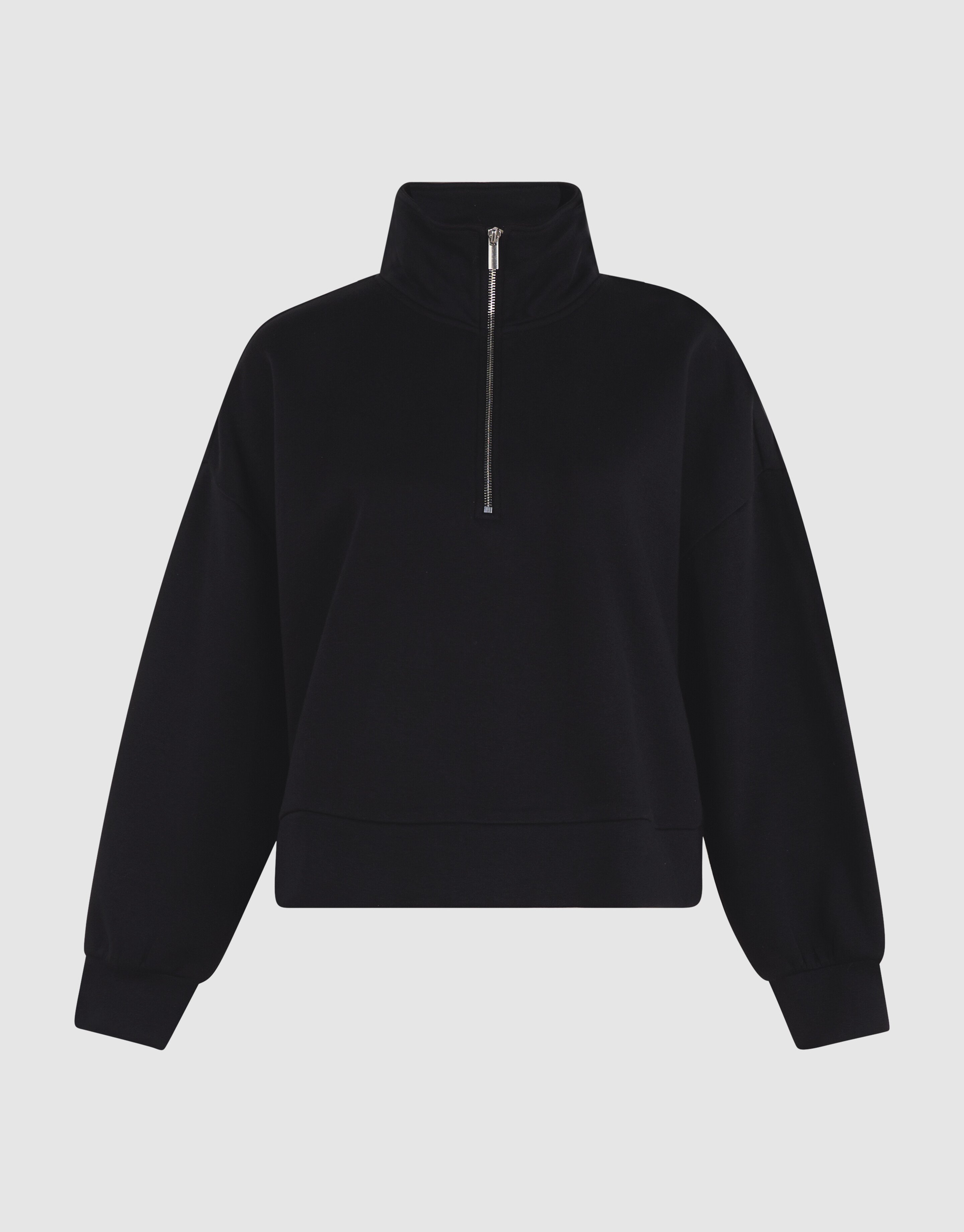 Oversized Pullover mit Rei&szlig;verschluss Schwarz SHOEBY WOMEN