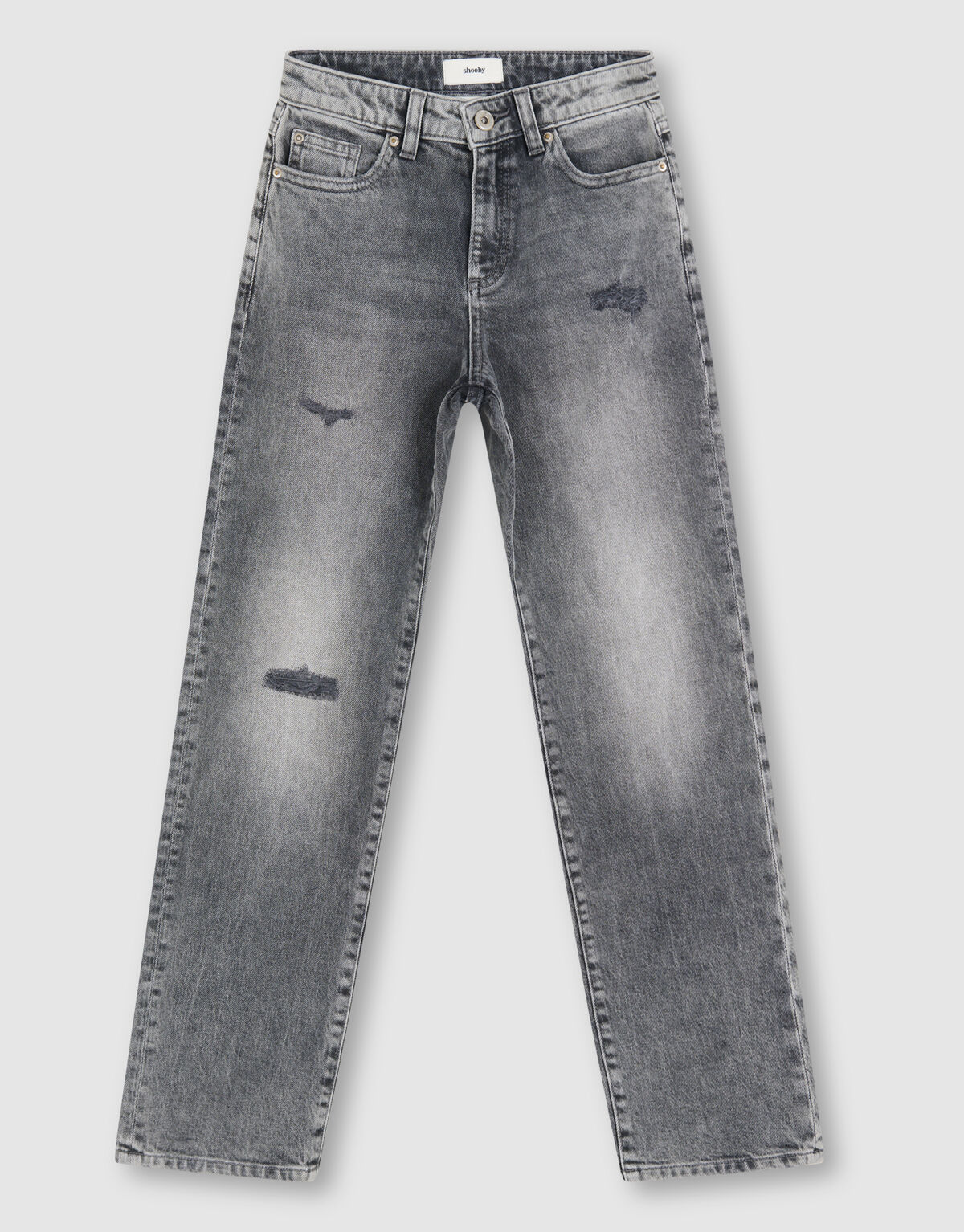 Destroyed Straight Fit Jeans Dunkelgrau SHOEBY GIRLS