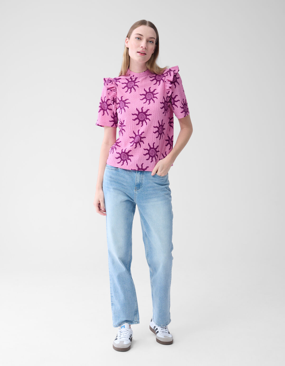 Crinkle-Rüschen-Top Rosa SHOEBY WOMEN