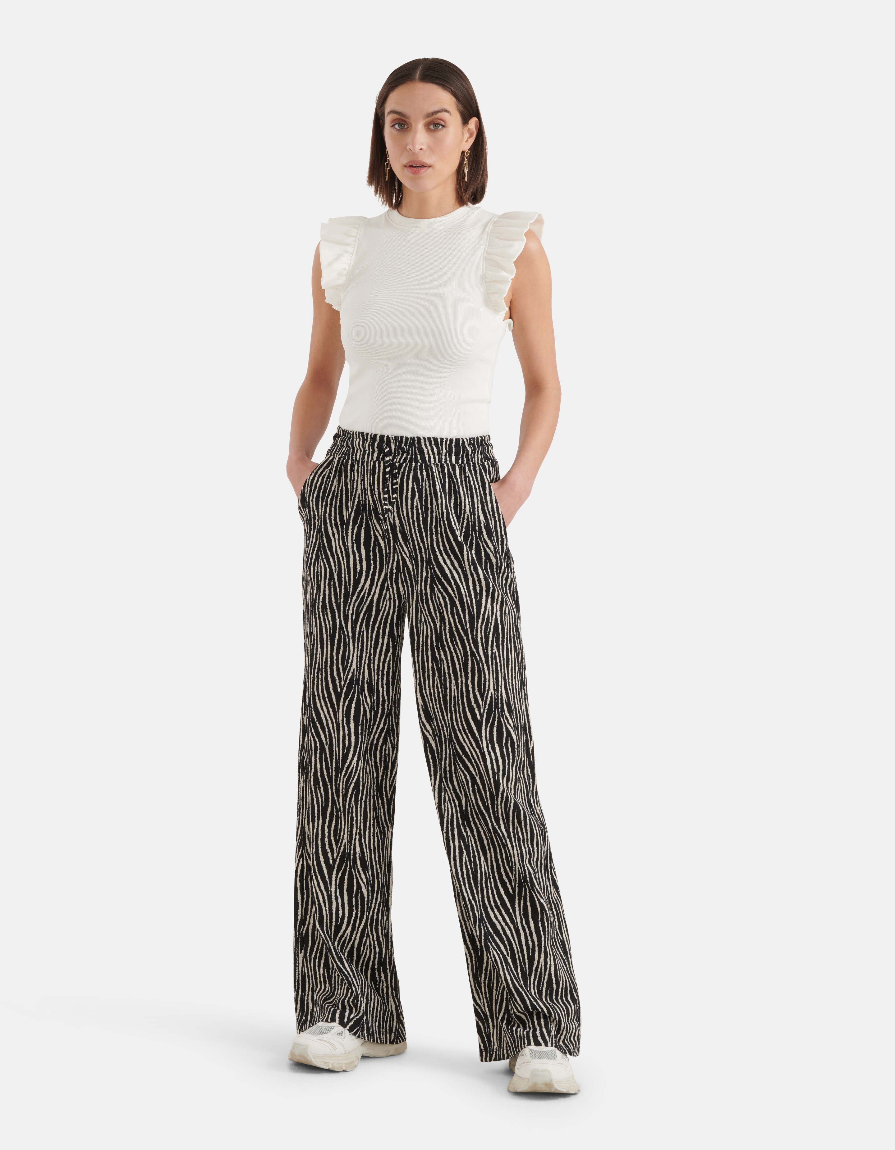 Crinkle-Hose mit weitem Bein Schwarz SHOEBY WOMEN