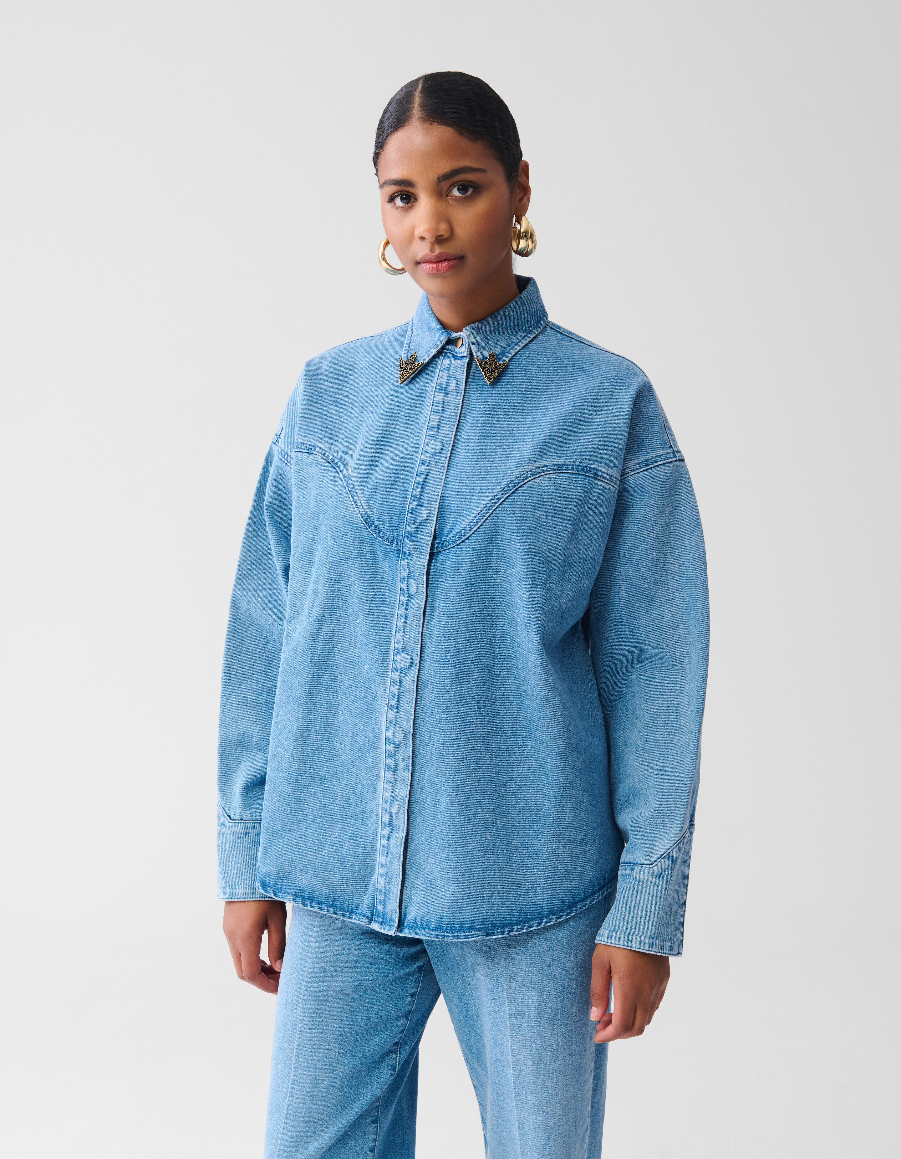 Übergroße Denim-Bluse Mediumstone SHOEBY WOMEN