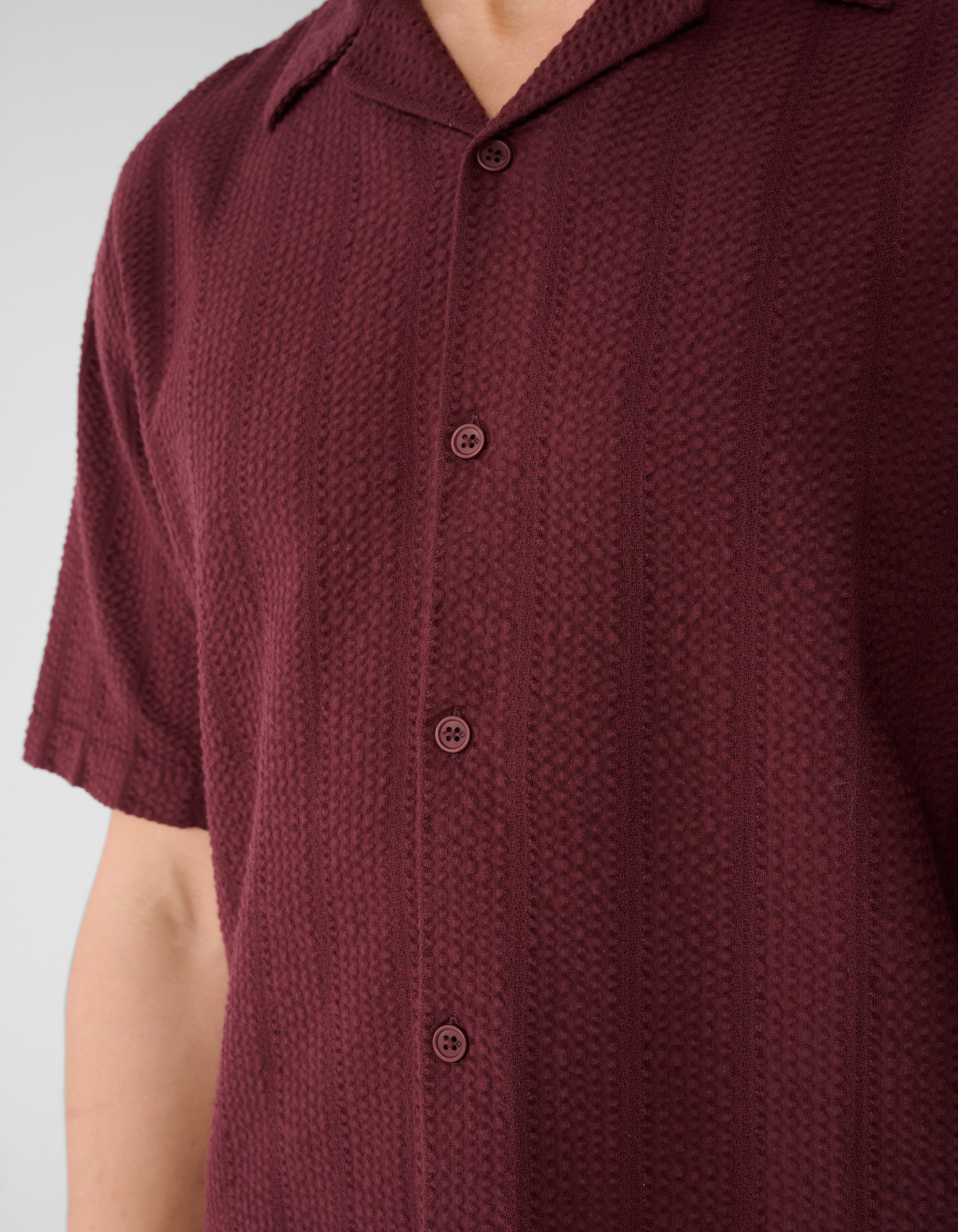 Seersucker-Streifenhemd Dunkelrot SHOEBY MEN