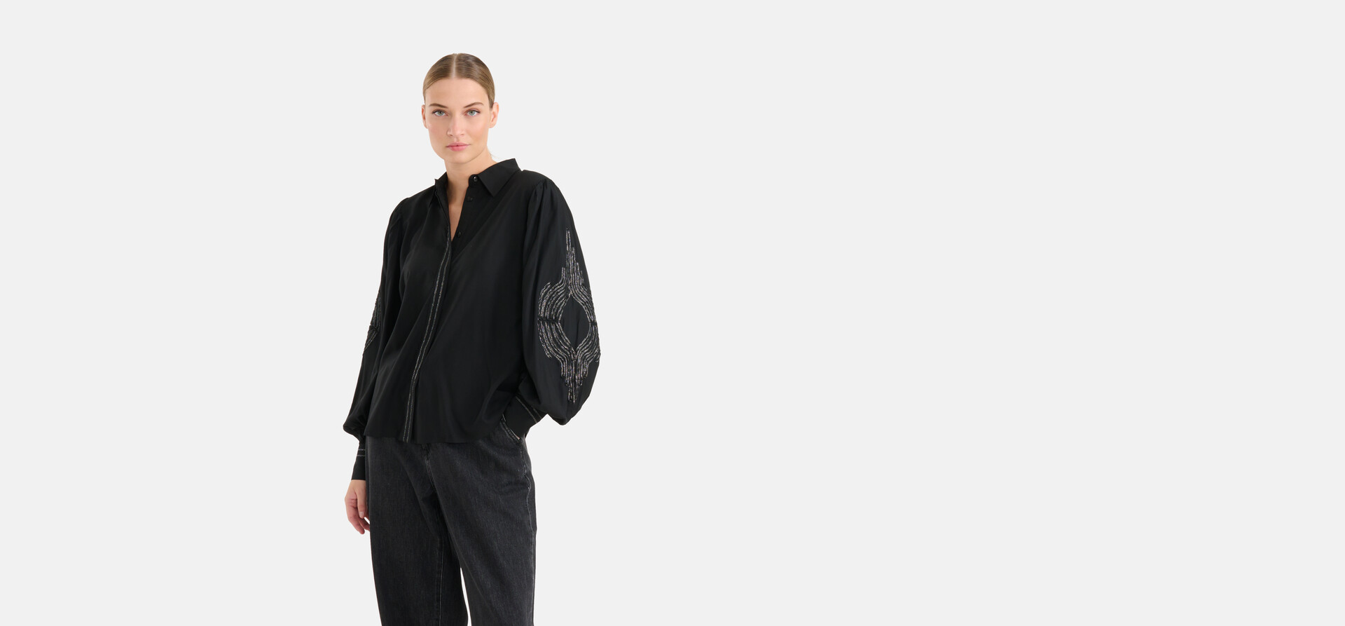 Lurex-Band-Bluse Schwarz von Mieke SHOEBY WOMEN