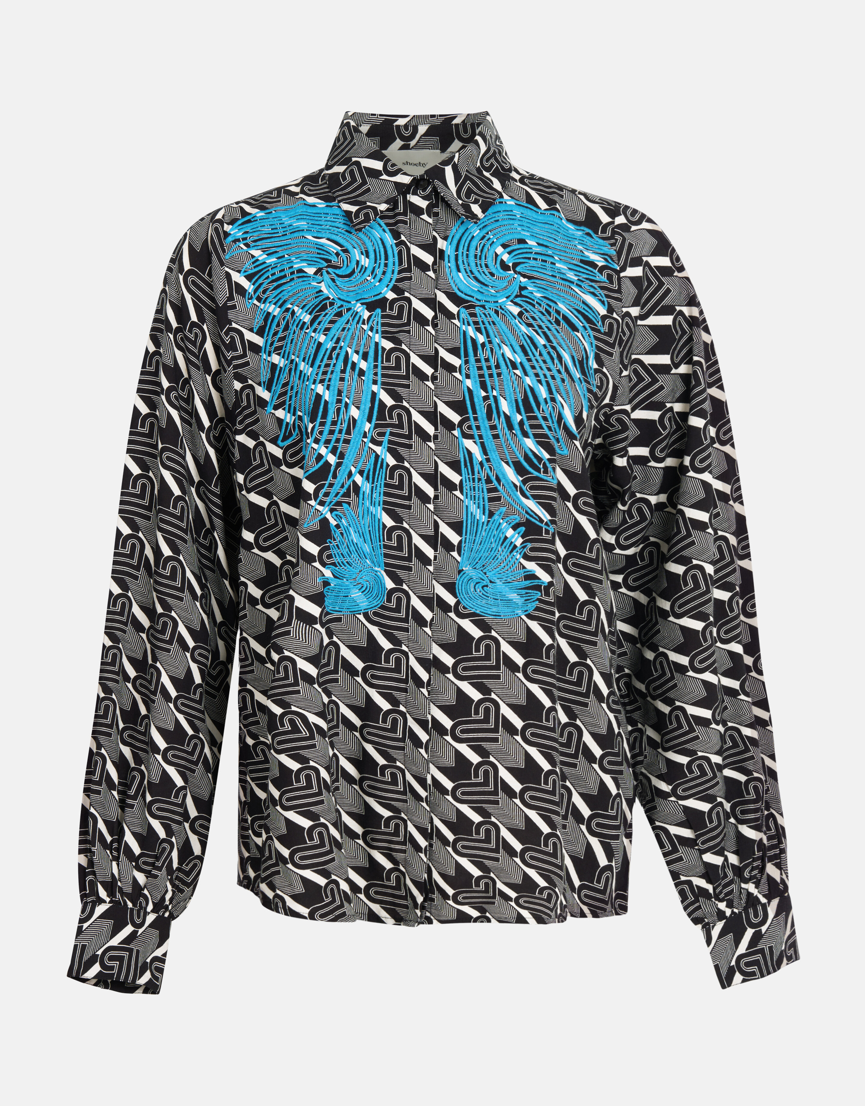 Bluse mit Stickerei Schwarz/Weiß SHOEBY WOMEN