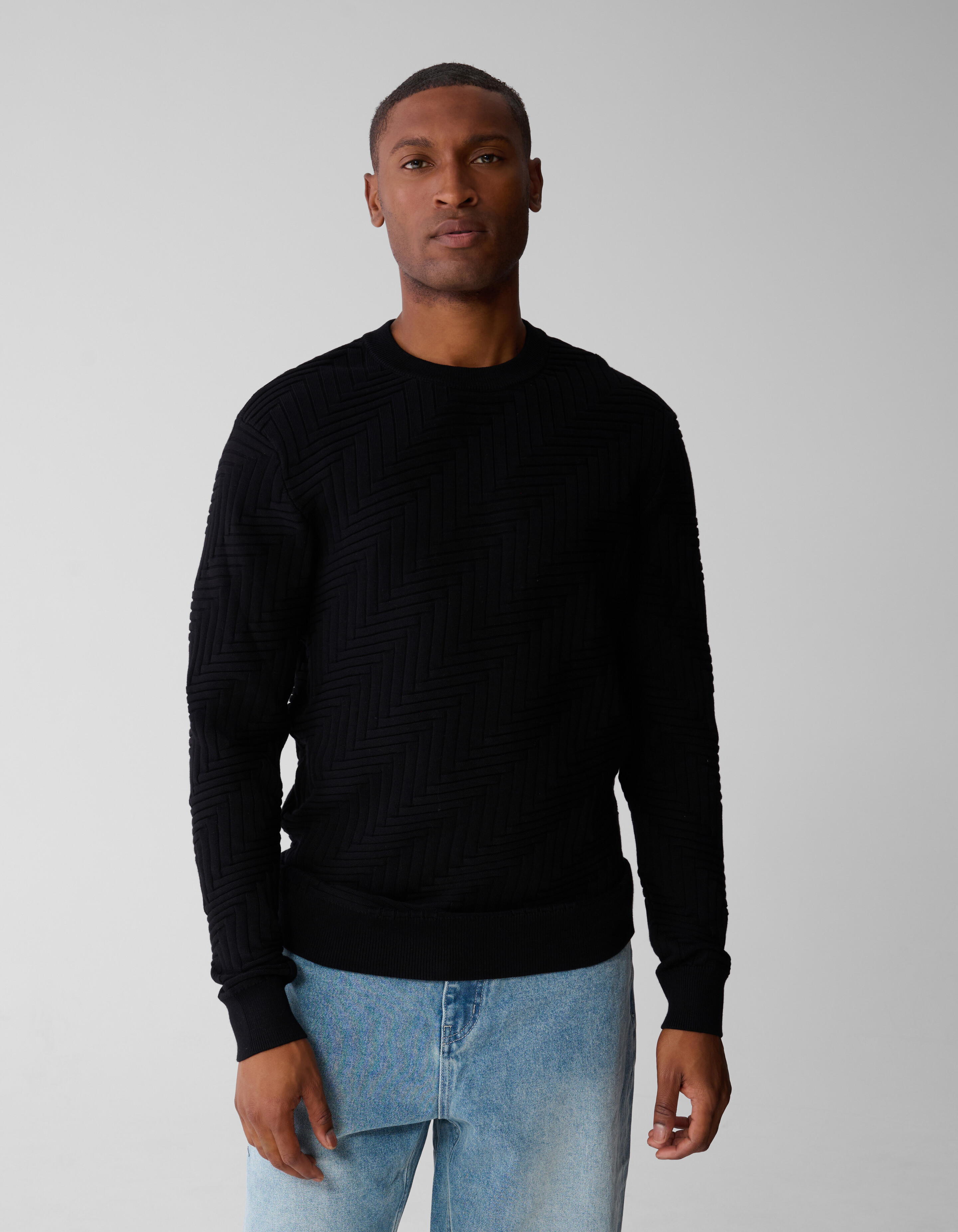 Strickpullover Struktur Schwarz SHOEBY MEN