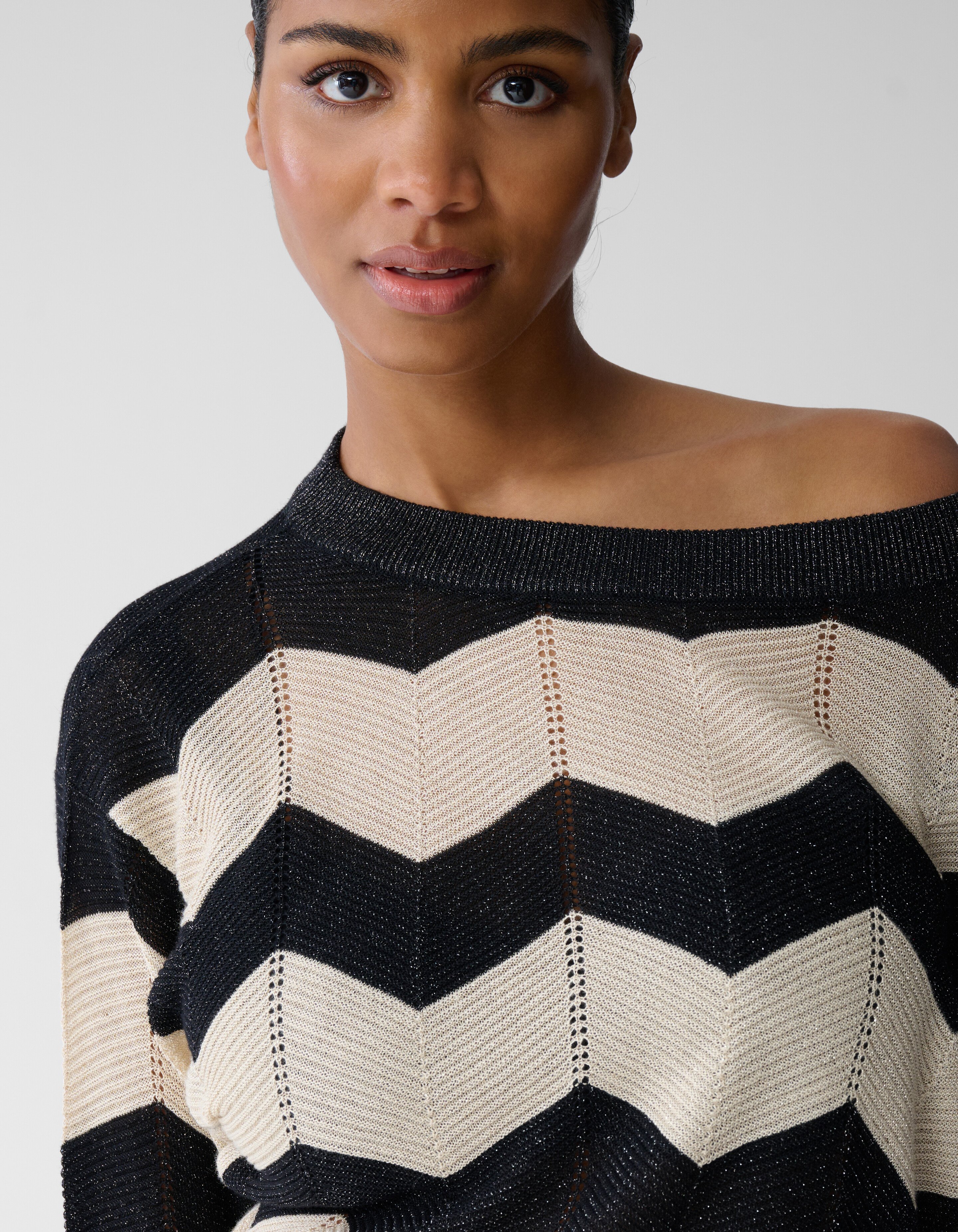 Glitzer Streifen Fledermaus Pullover Sand SHOEBY WOMEN