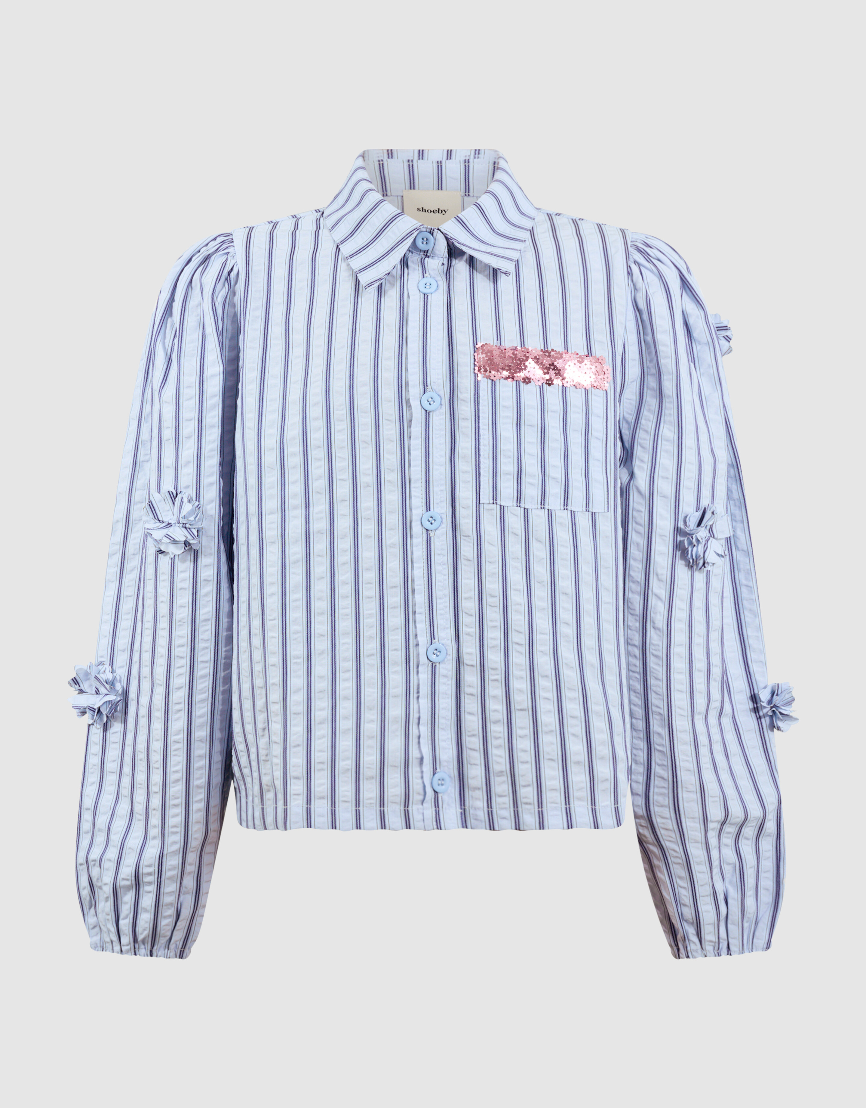 Pinstripe Flower Blouse Blau SHOEBY GIRLS