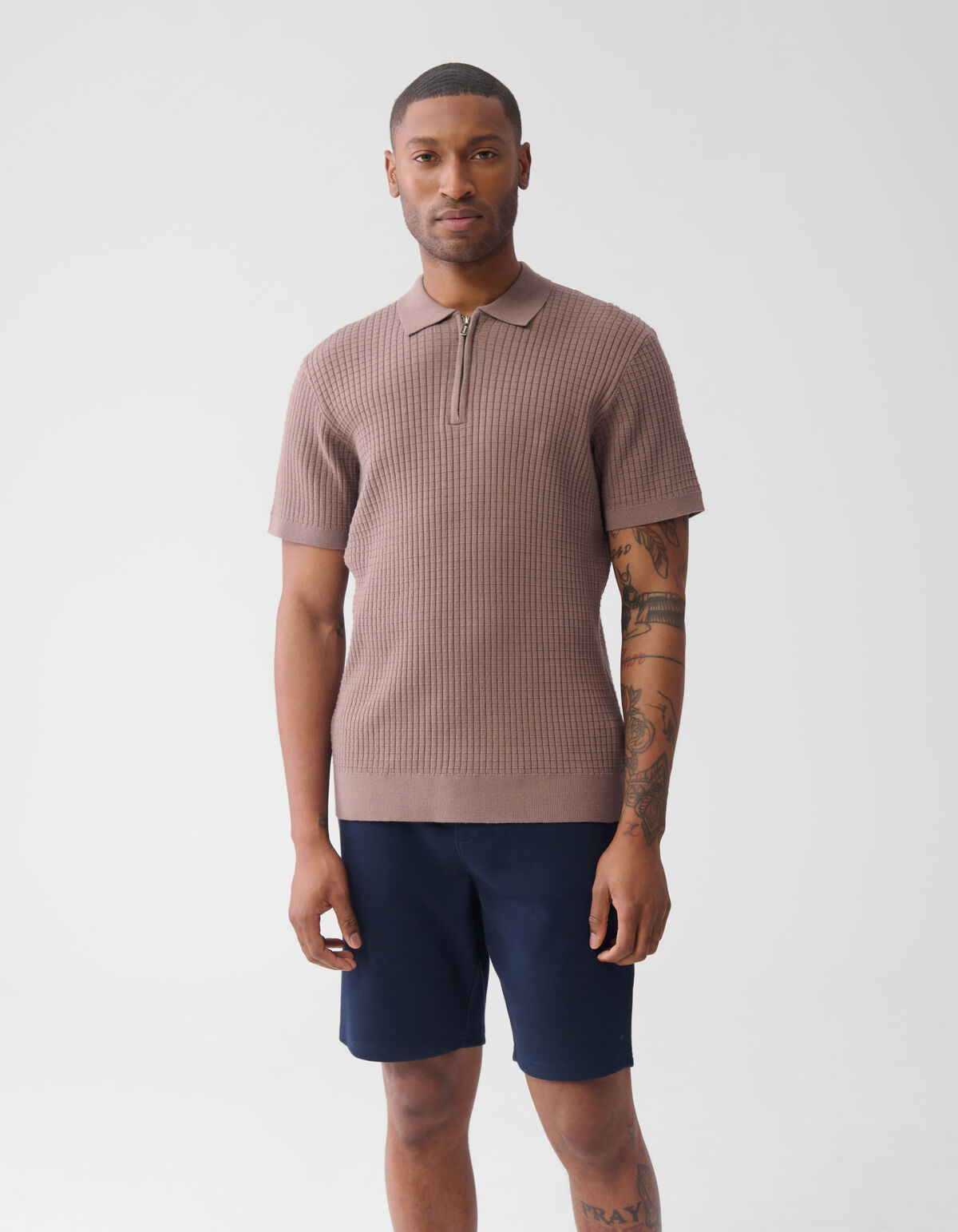 Half Zip Polo Hellbraun SHOEBY MEN