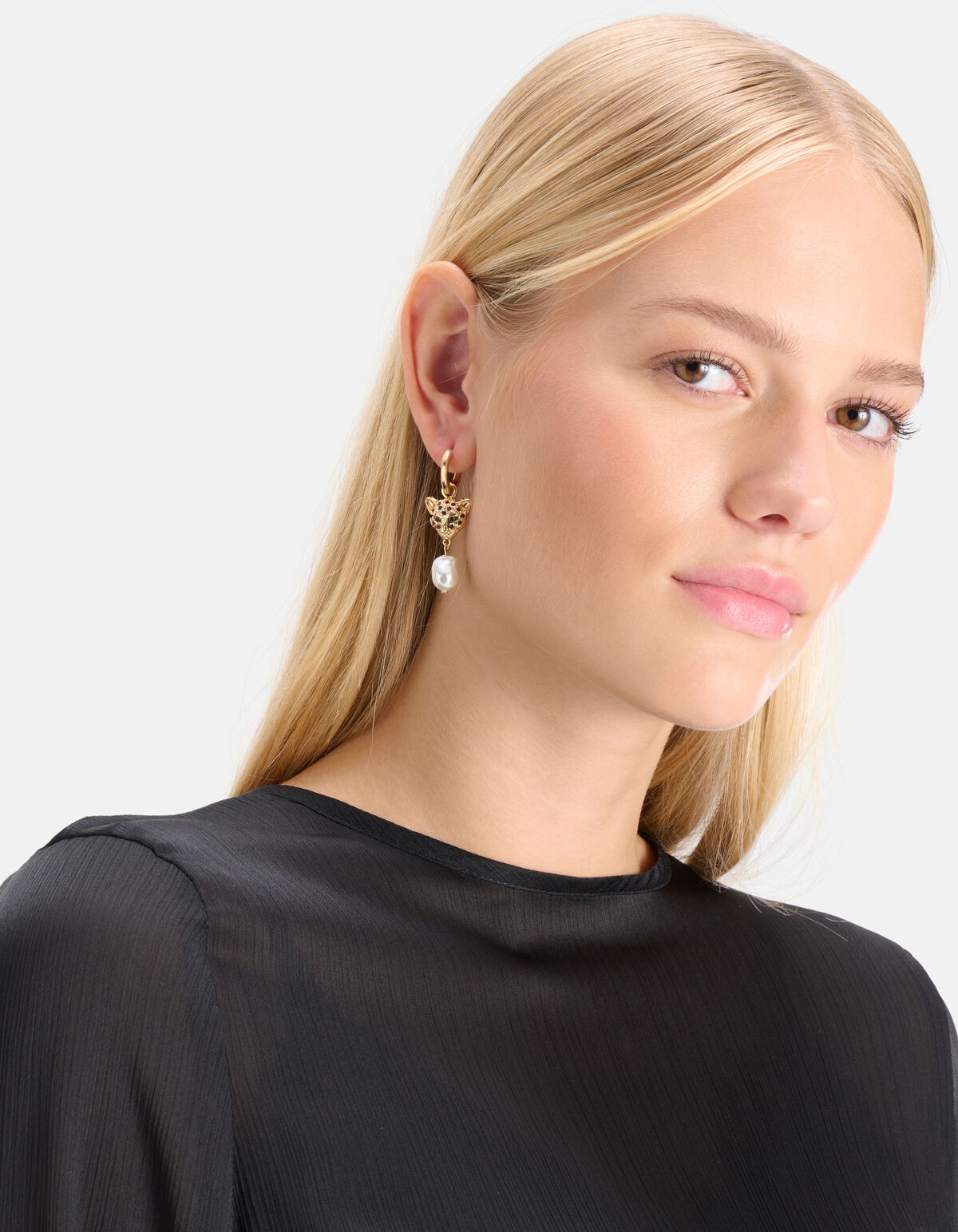 Leopard Perlenohrringe Gold SHOEBY ACCESSOIRES