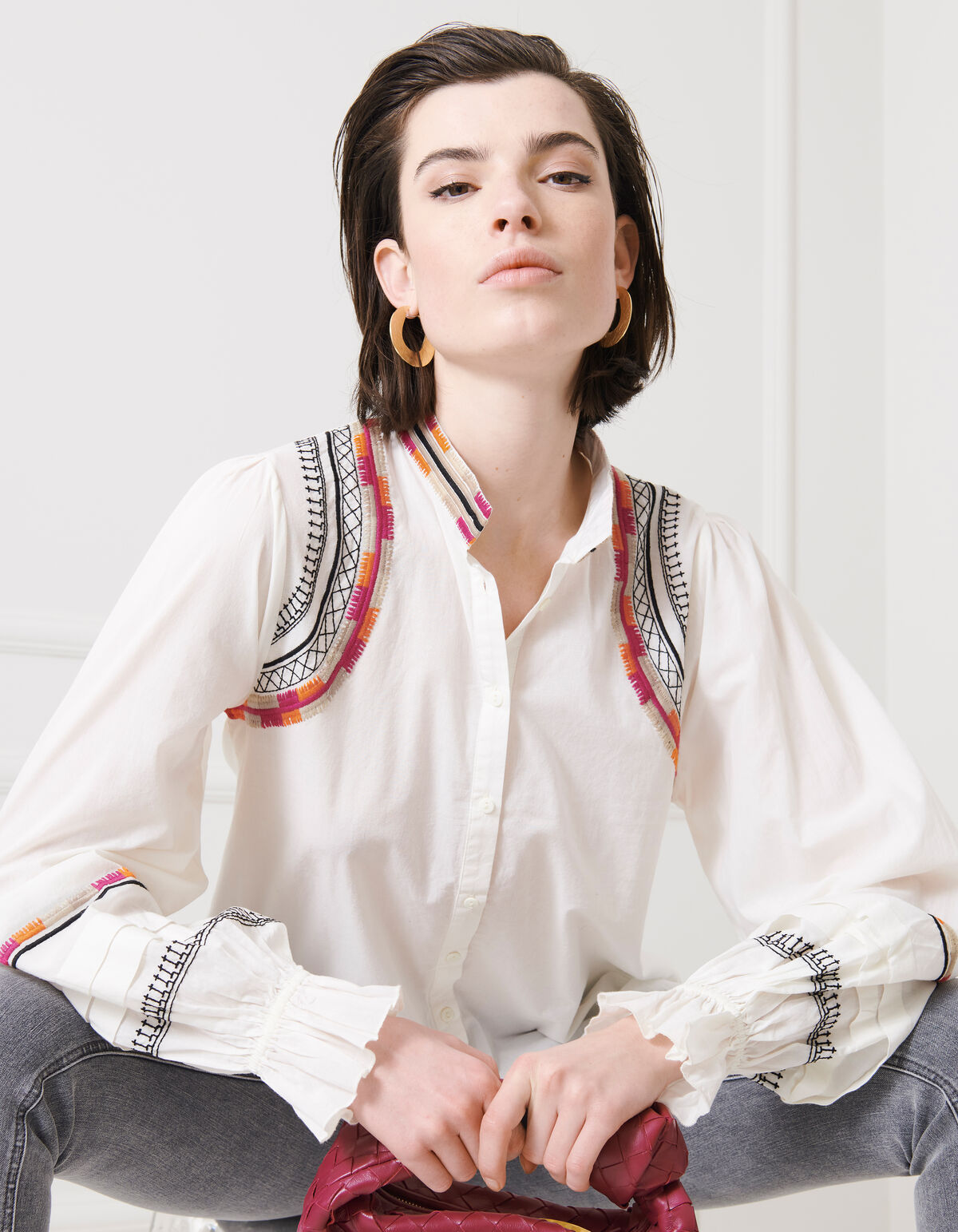 Bluse mit Stickereidetails Off White SHOEBY WOMEN