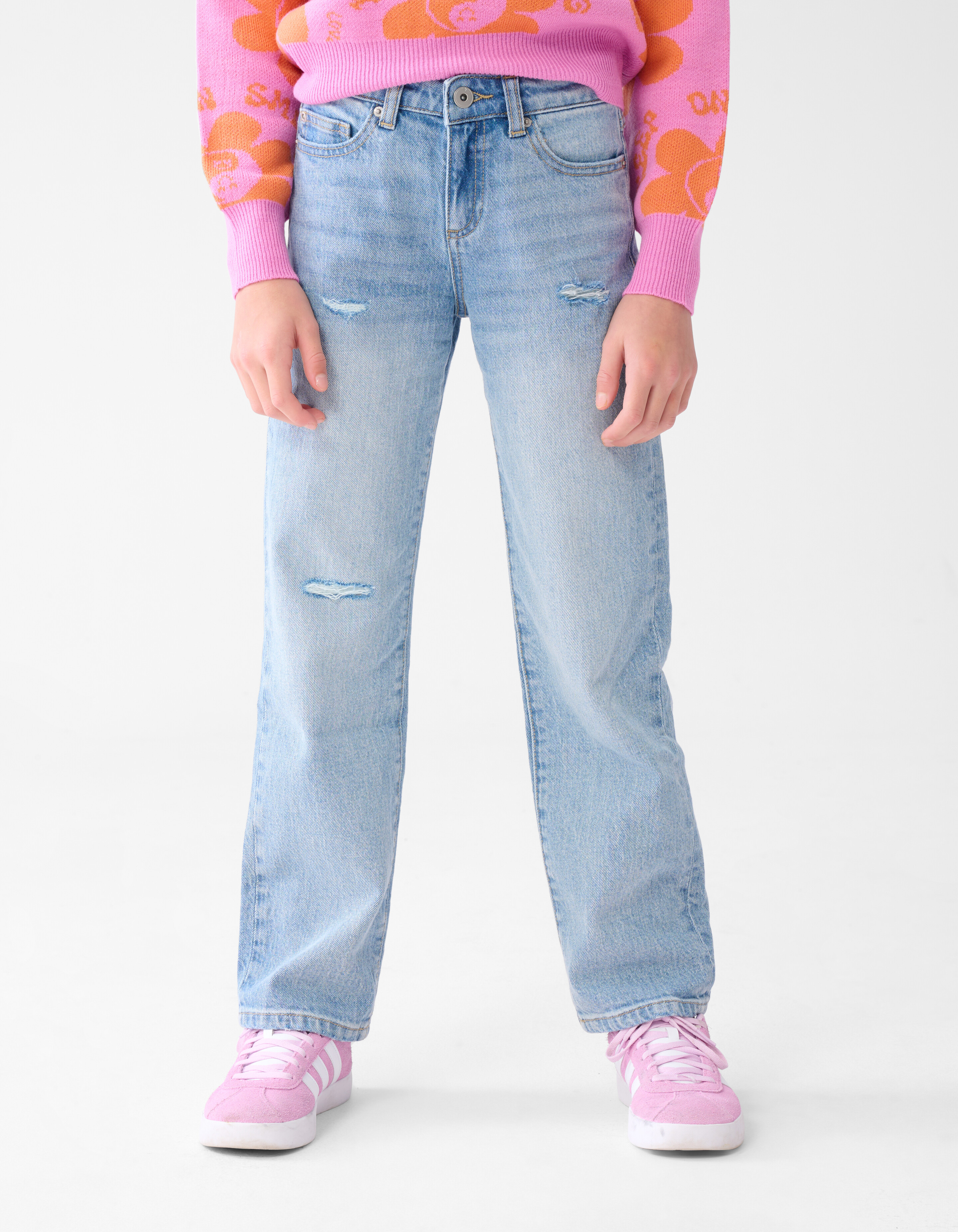 Zerstörte Straight Leg Jeans Blauw SHOEBY GIRLS