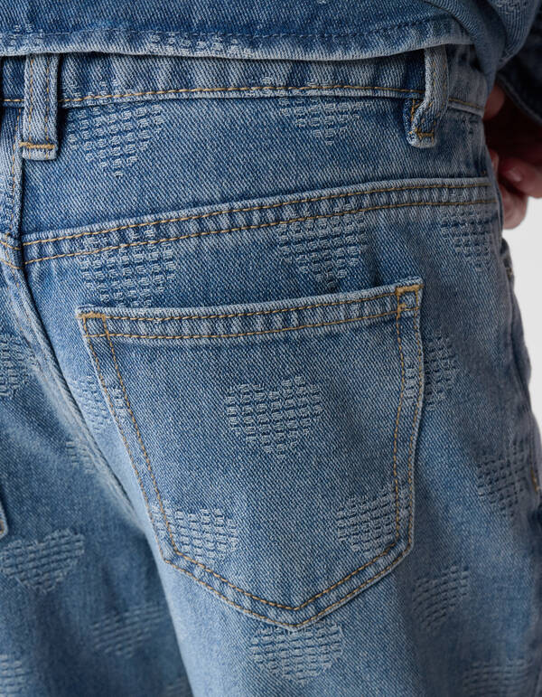 Jeans mit weitem Bein und Herzmotiv, Blau SHOEBY GIRLS