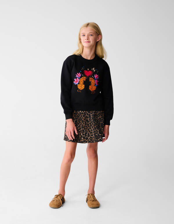 Pullover mit Tiger-Artwork Schwarz SHOEBY GIRLS