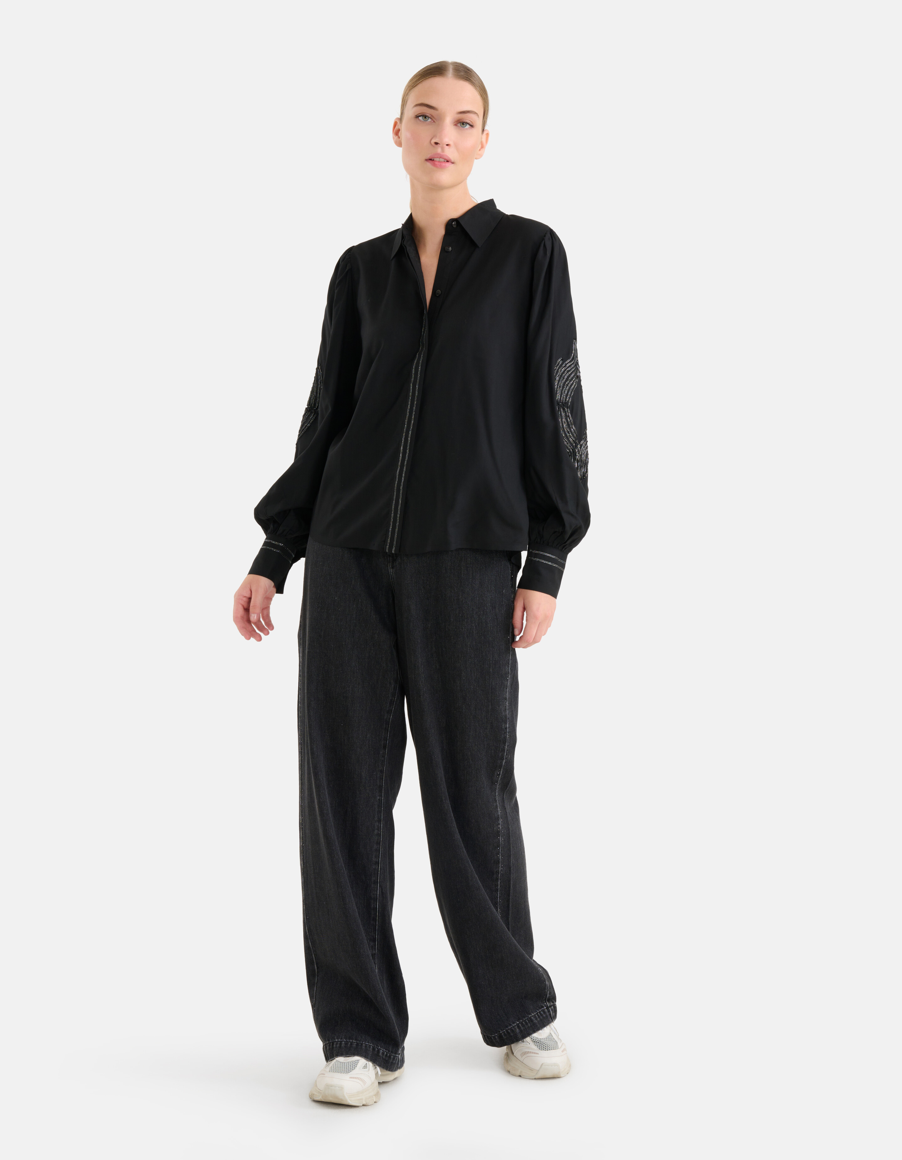 Lurex-Band-Bluse Schwarz SHOEBY WOMEN