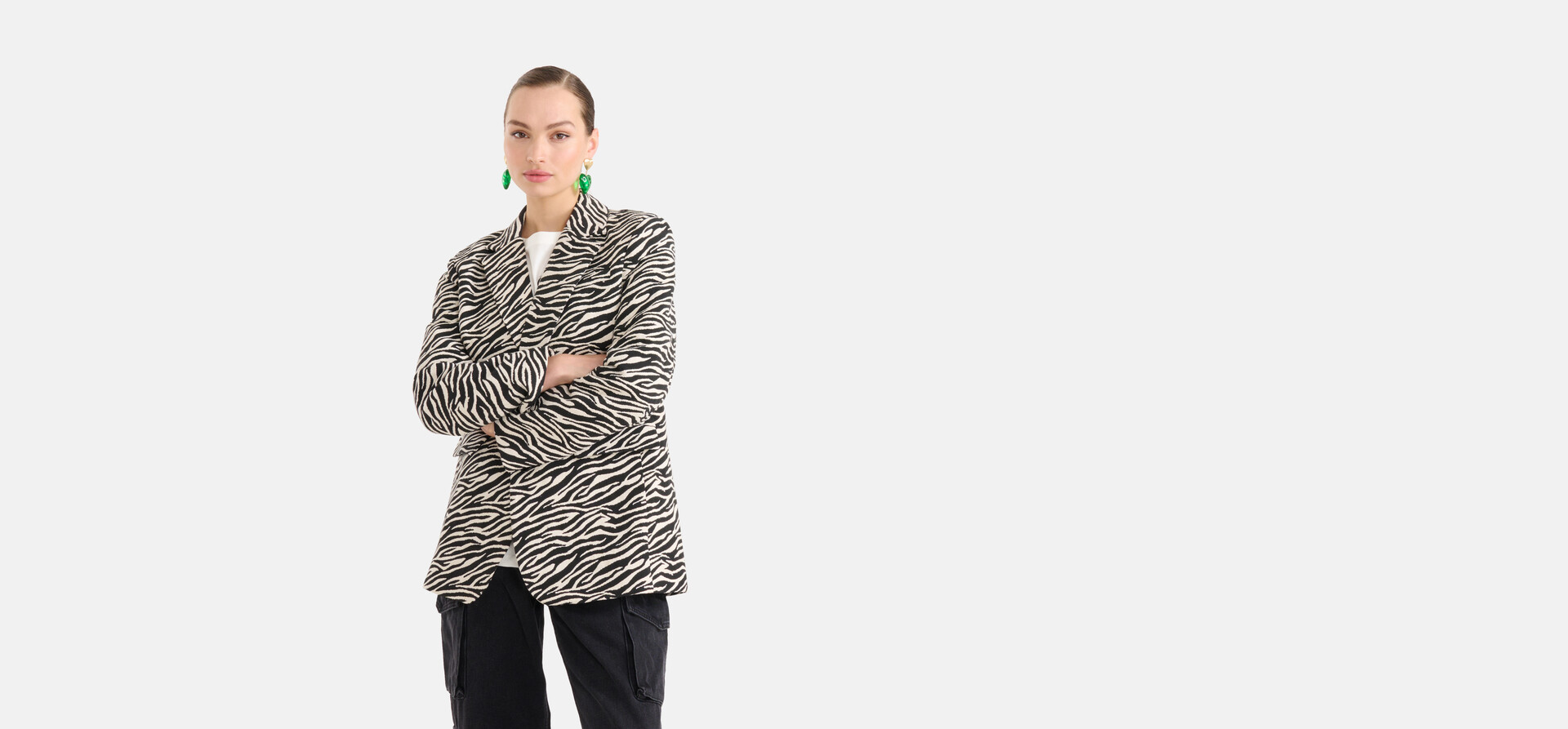 Jacquard Zebra Print Blazer Schwarz/Weiß SHOEBY WOMEN