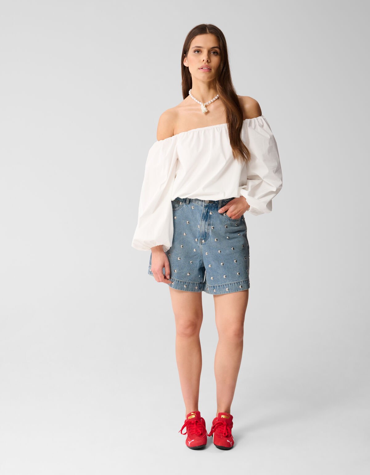 Schulterfreie Bluse Weiß von Lizzy SHOEBY WOMEN
