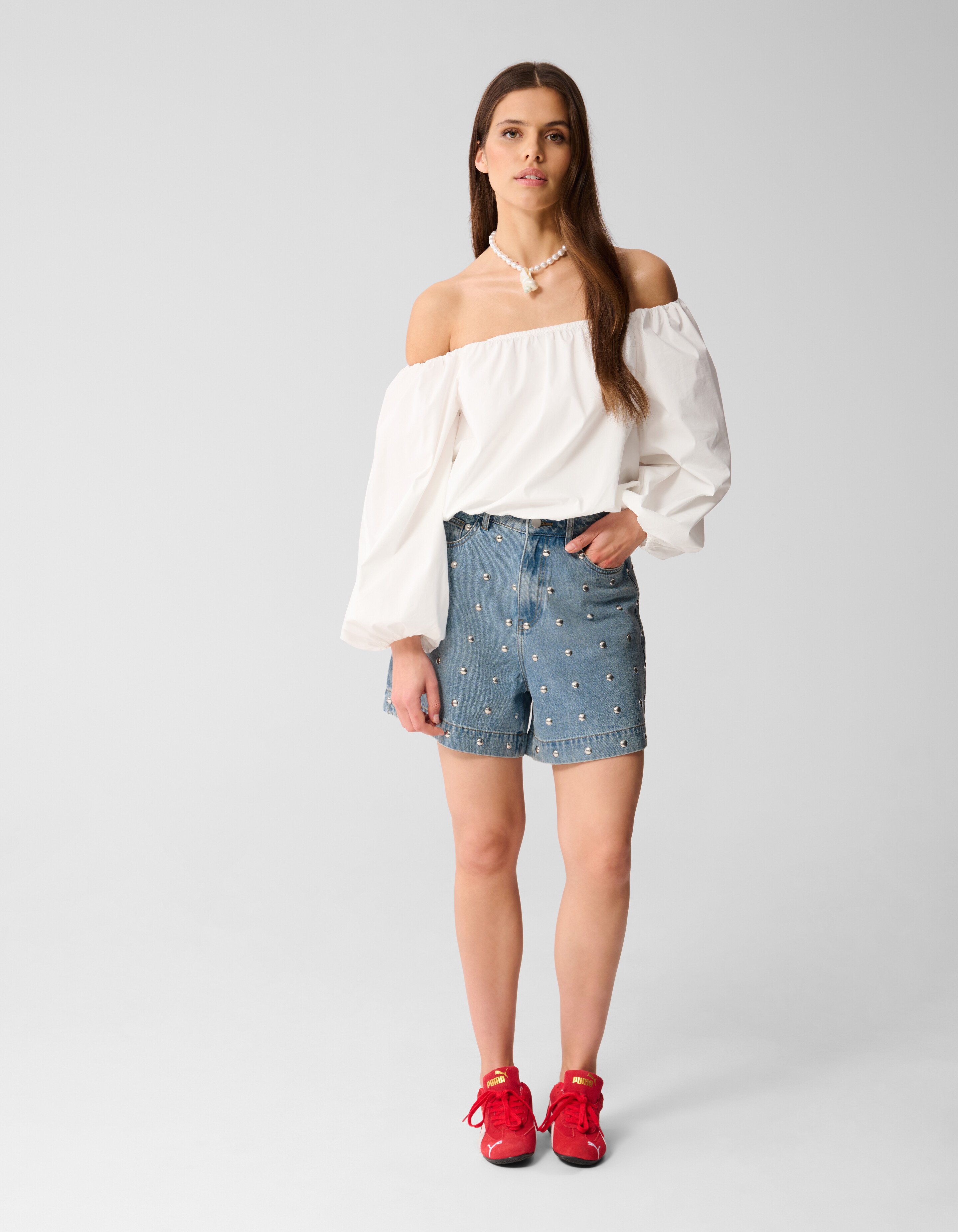 Schulterfreie Bluse Weiß von Lizzy SHOEBY WOMEN