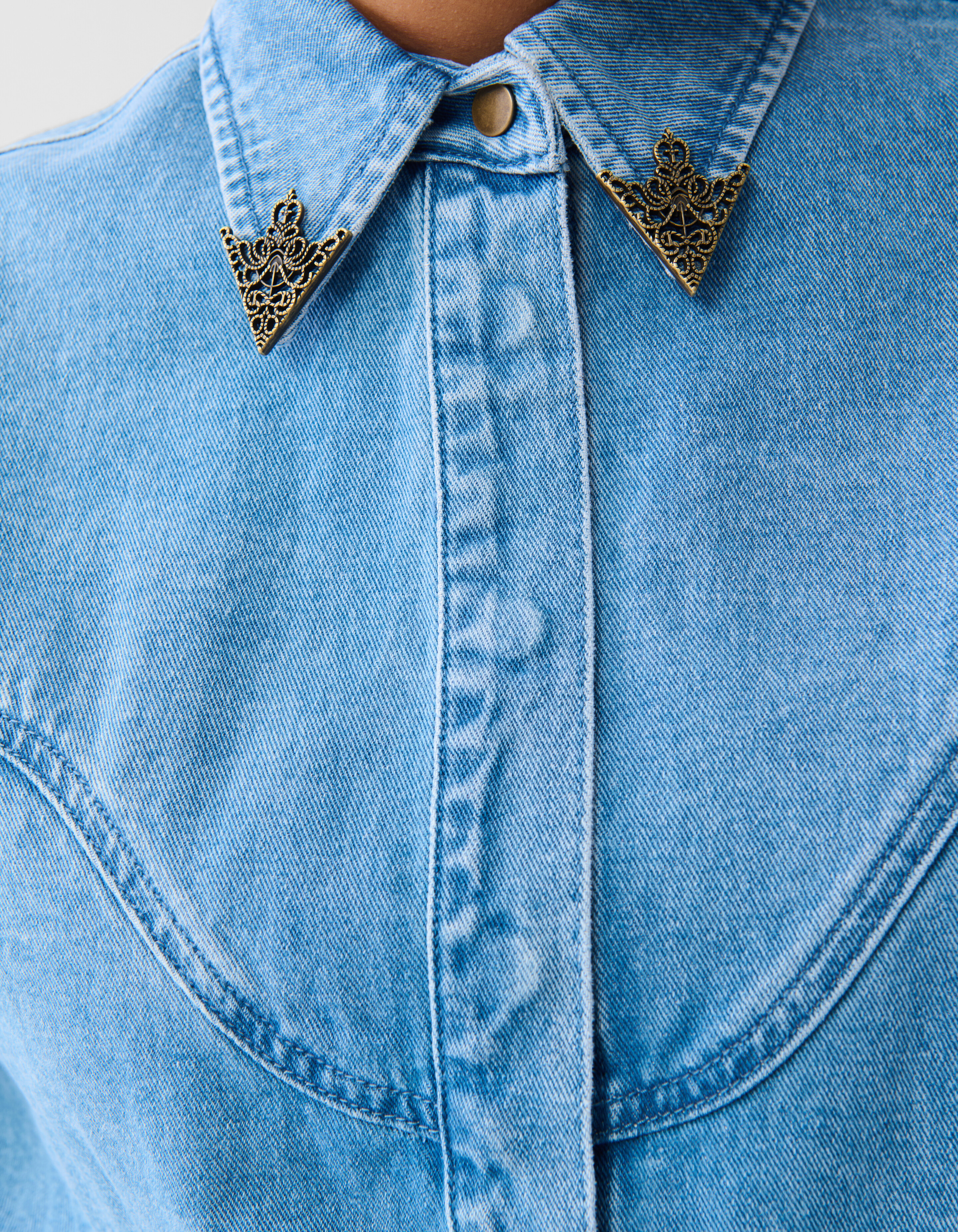 Übergroße Denim-Bluse Mediumstone von Fred SHOEBY WOMEN