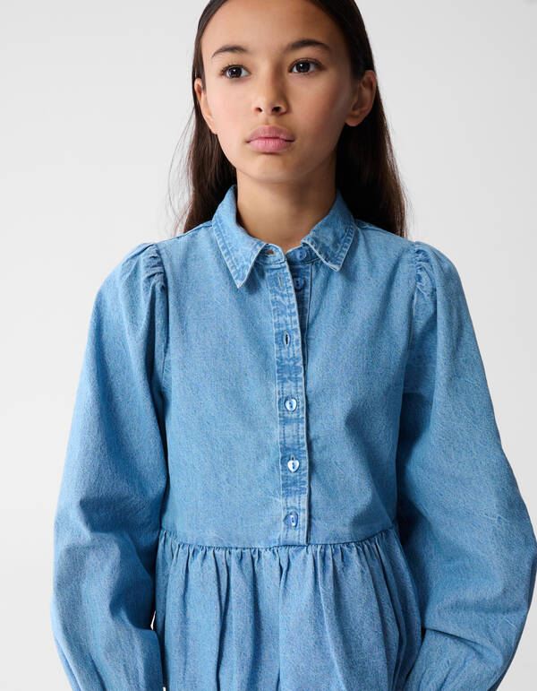 Denim Ballonfit Bluse Blau SHOEBY GIRLS