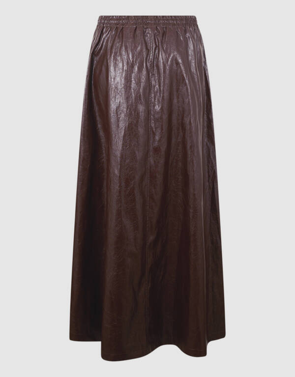 Maxirock aus veganem Leder in Braun SHOEBY WOMEN