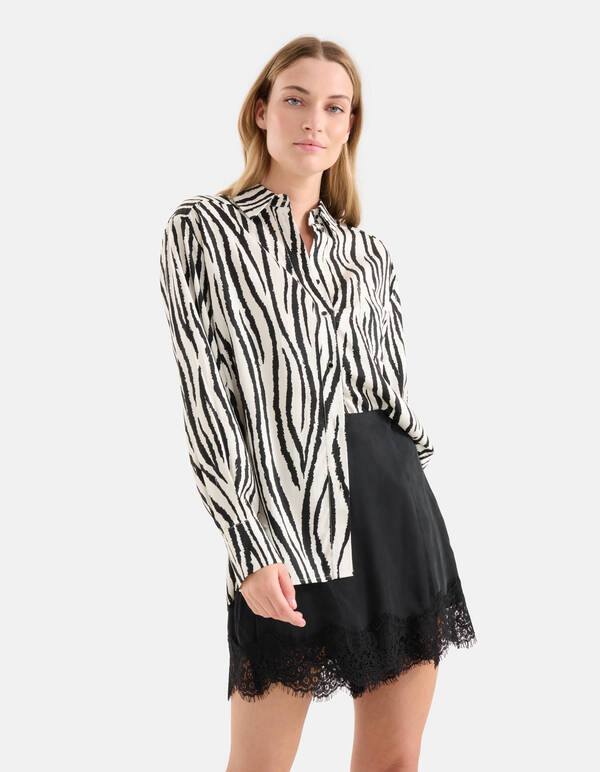 Bluse mit Zebradruck Schwarz/Weiß SHOEBY WOMEN