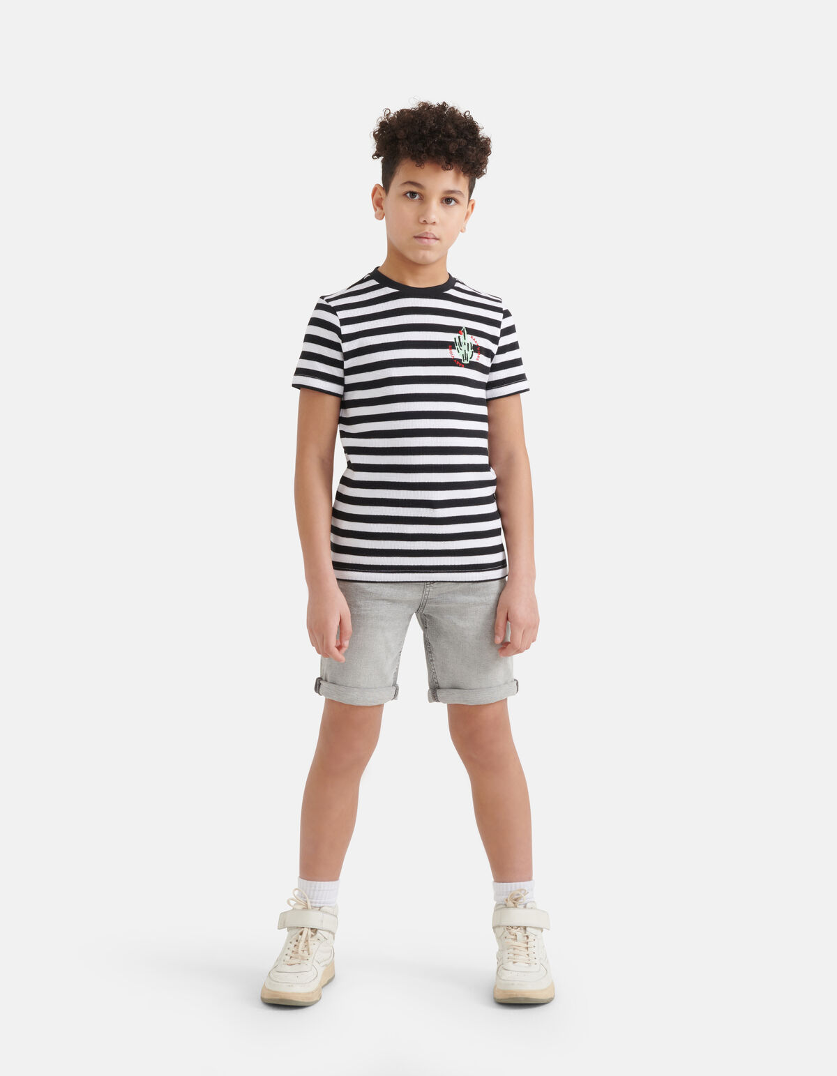 Textur-T-Shirt Schwarz/Weiß SHOEBY BOYS