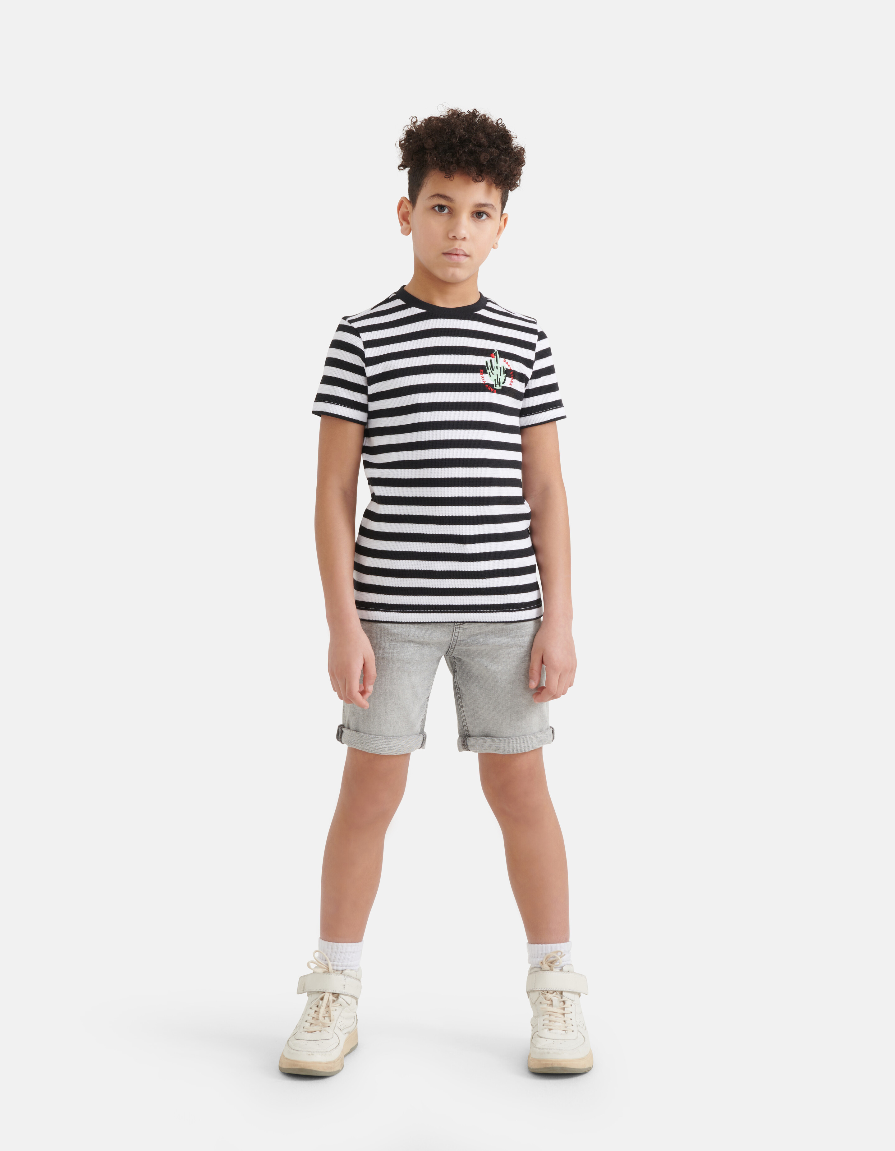 Textur-T-Shirt Schwarz/Weiß SHOEBY BOYS