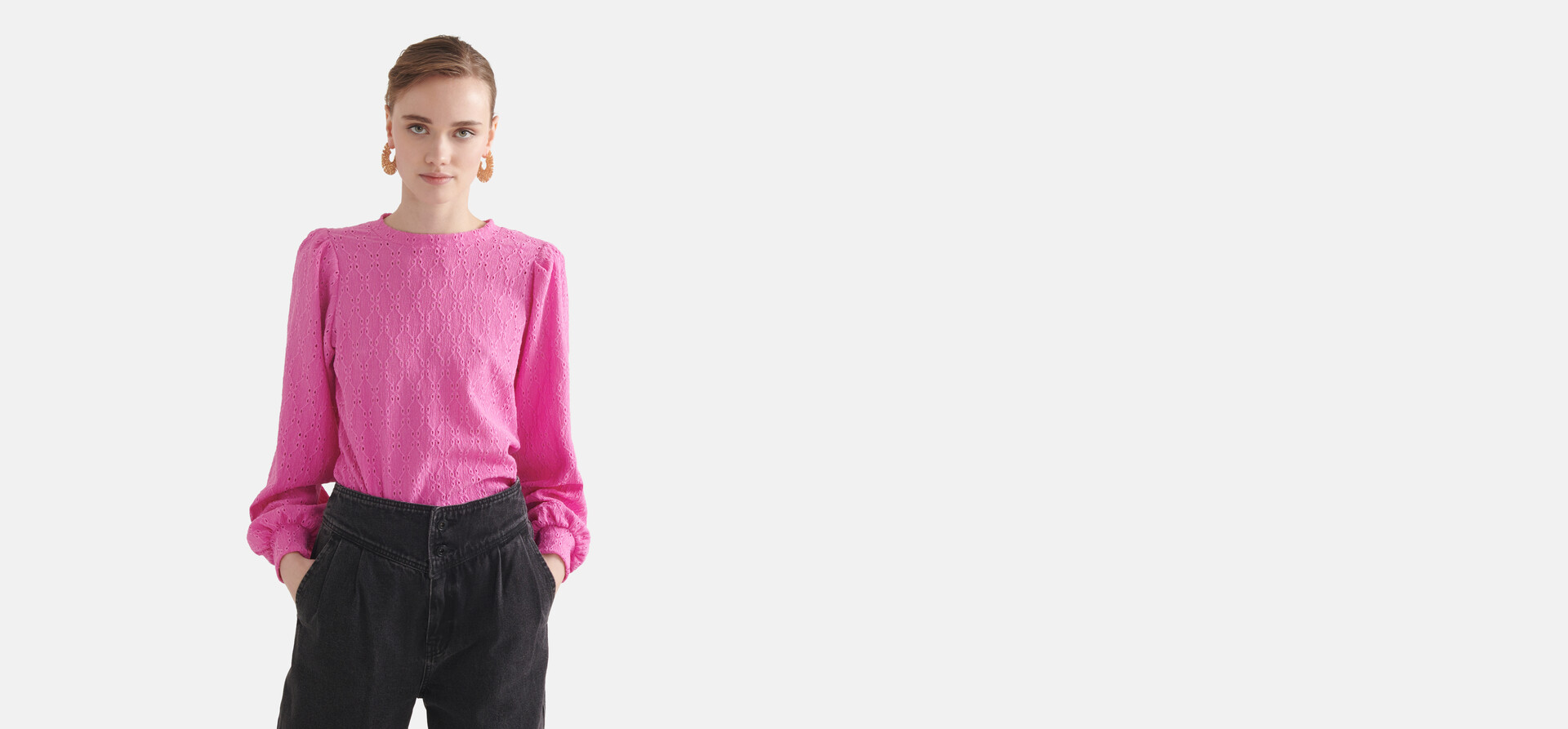 Bluse mit Stickerei Rosa SHOEBY