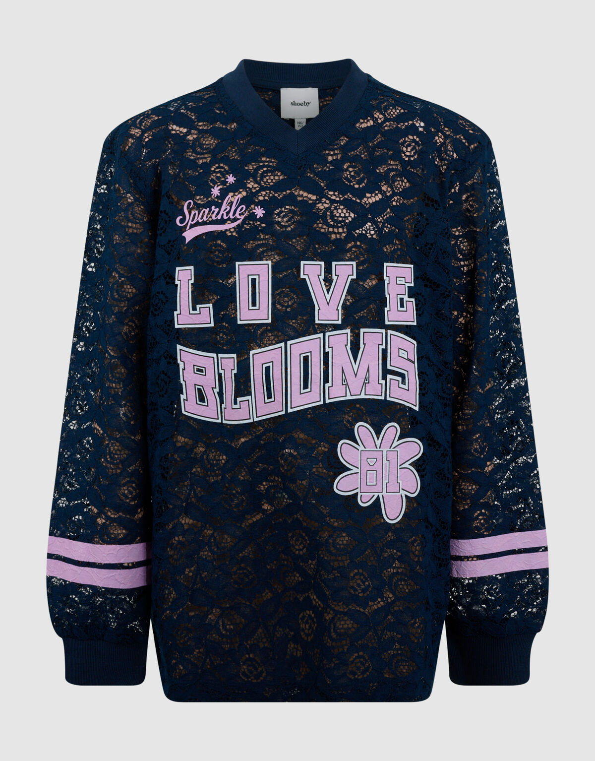 Baseball-Top mit Spitze, dunkelblau SHOEBY GIRLS