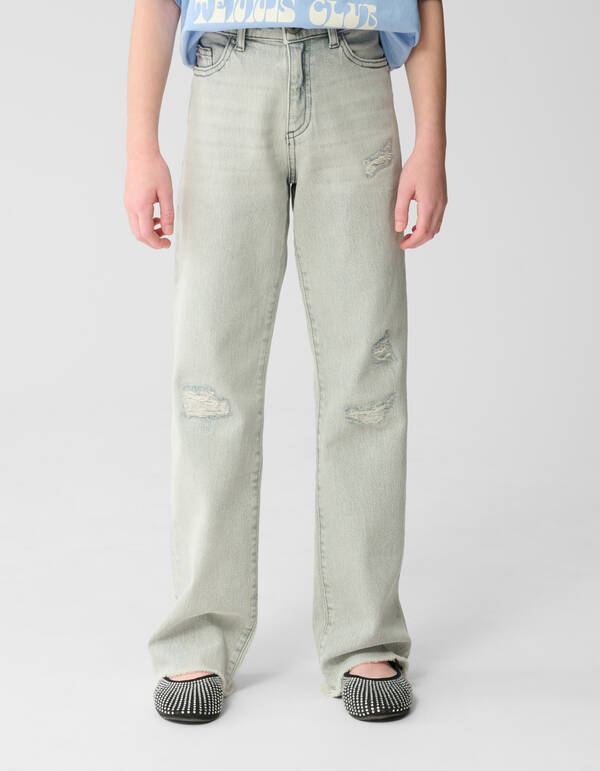 Destroy Straight Fit Jeans Hellgrau SHOEBY GIRLS