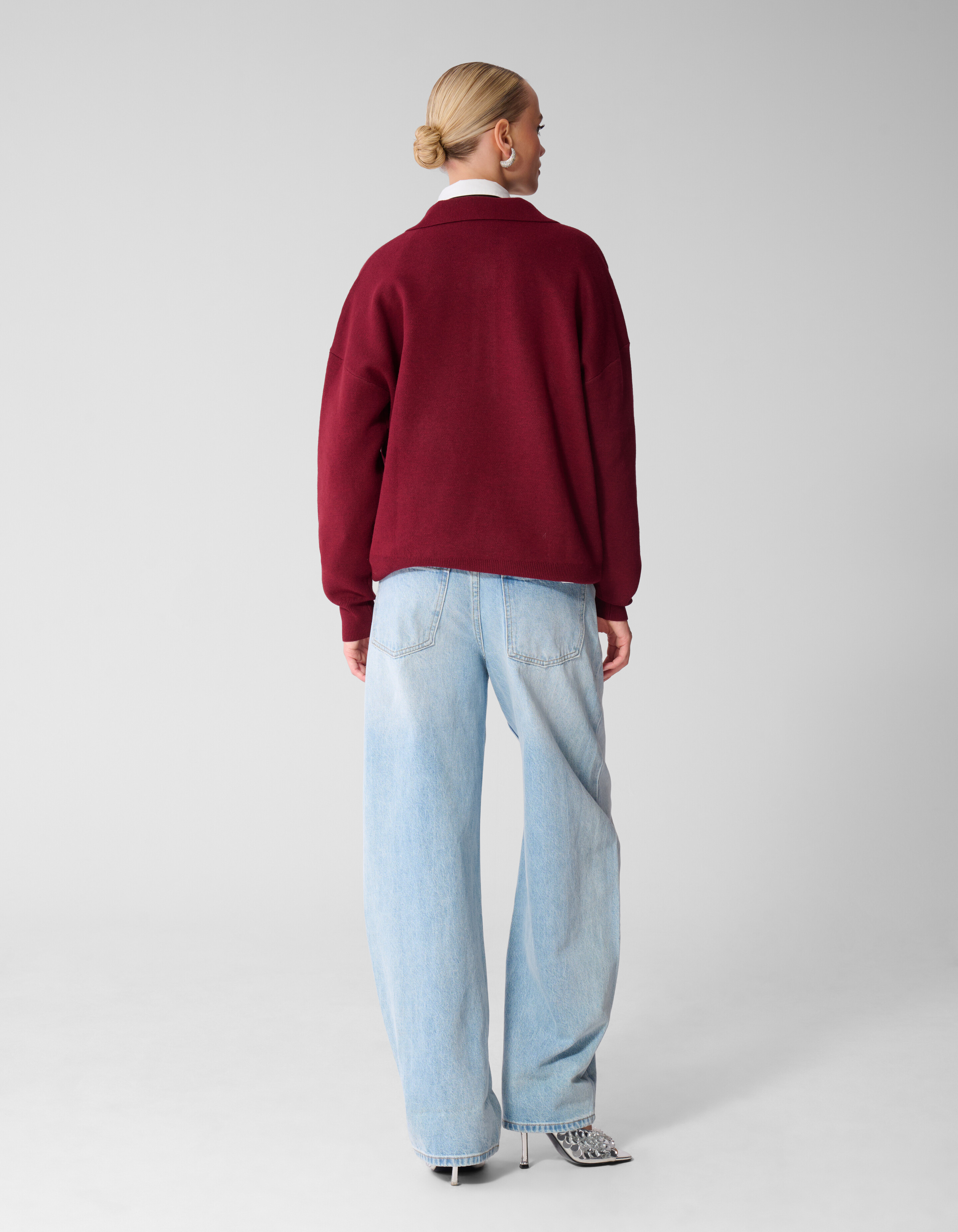 Oversized Polo Strickpullover Rot SHOEBY WOMEN