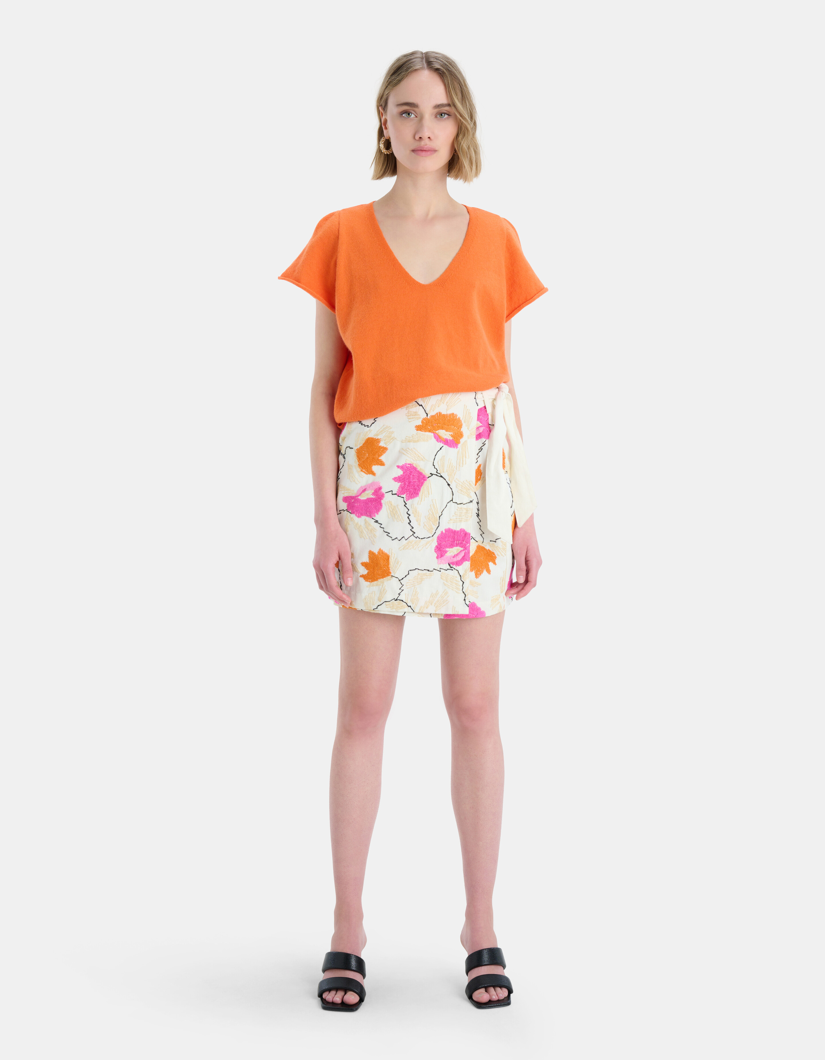 Stricktop mit V-Ausschnitt Orange EKSEPT