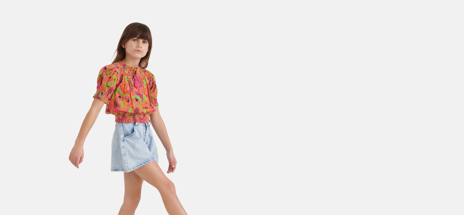 Smock Top mit Obstmuster Grün SHOEBY GIRLS