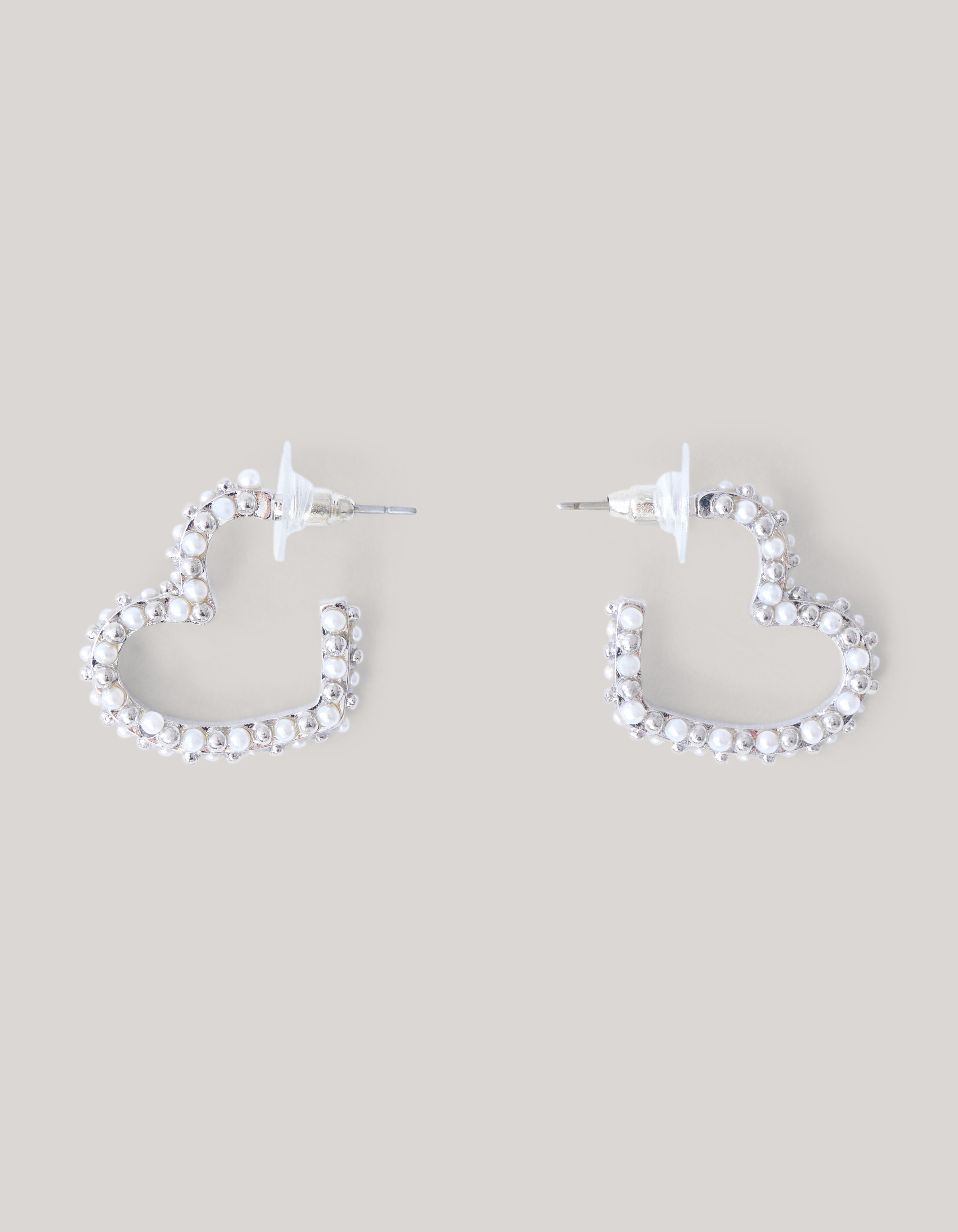 Perlen-Herz-Reifen-Ohrringe Silber SHOEBY ACCESSOIRES